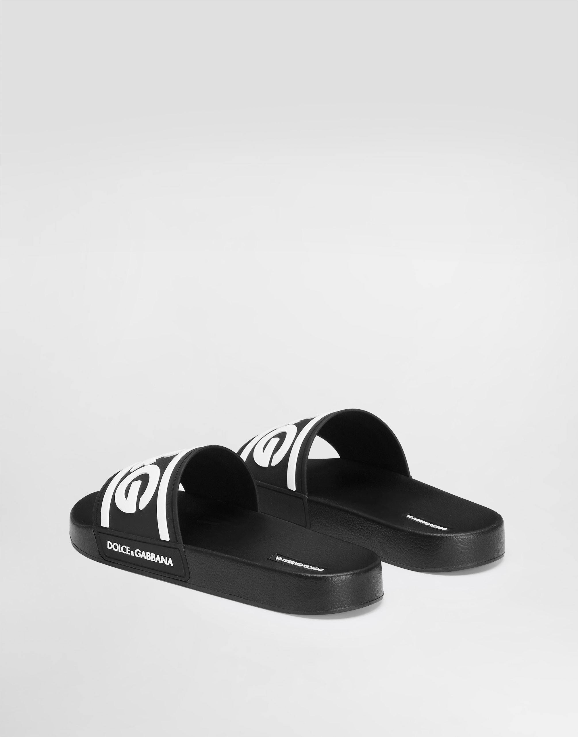 Shop Dolce & Gabbana Rubber Beachwear Sliders With Dg Logo In Multicolor