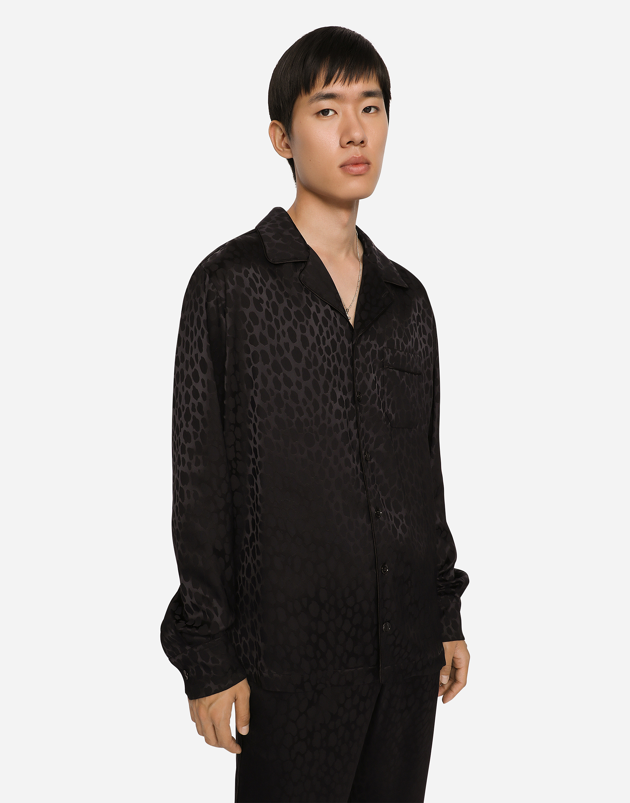DOLCE & GABBANA OCELOT-DESIGN SILK JACQUARD SHIRT