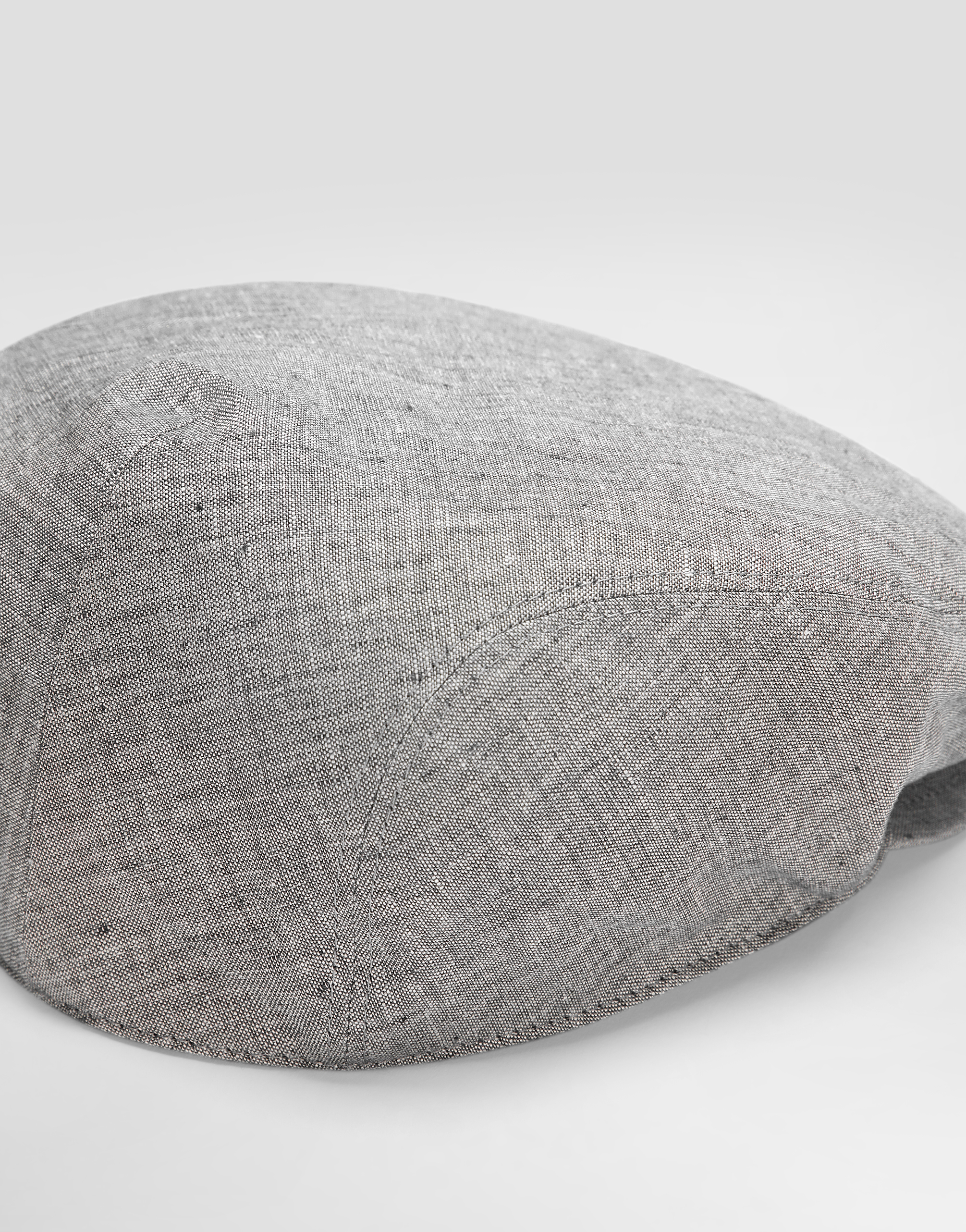 Dolce & Gabbana Flat Cap In Washed Linen Canvas In Brown