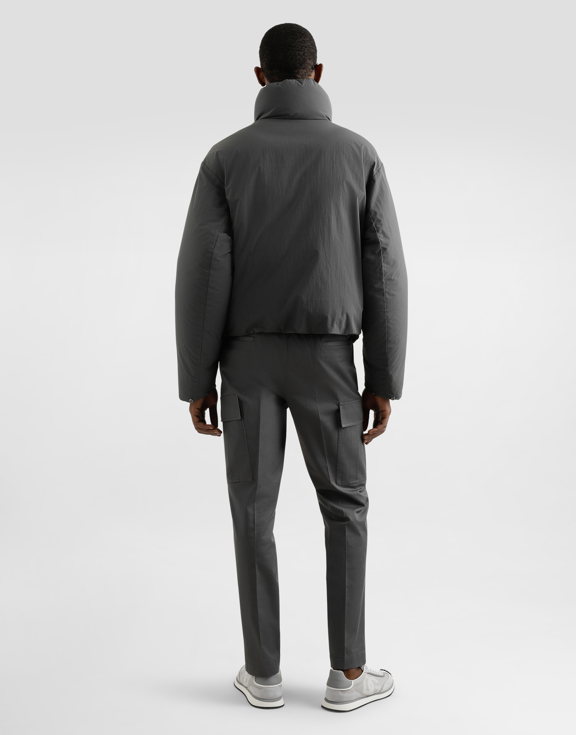 DOLCE & GABBANA PADDED TECHNICAL FABRIC JACKET WITH A HIGH NECK AND TAG