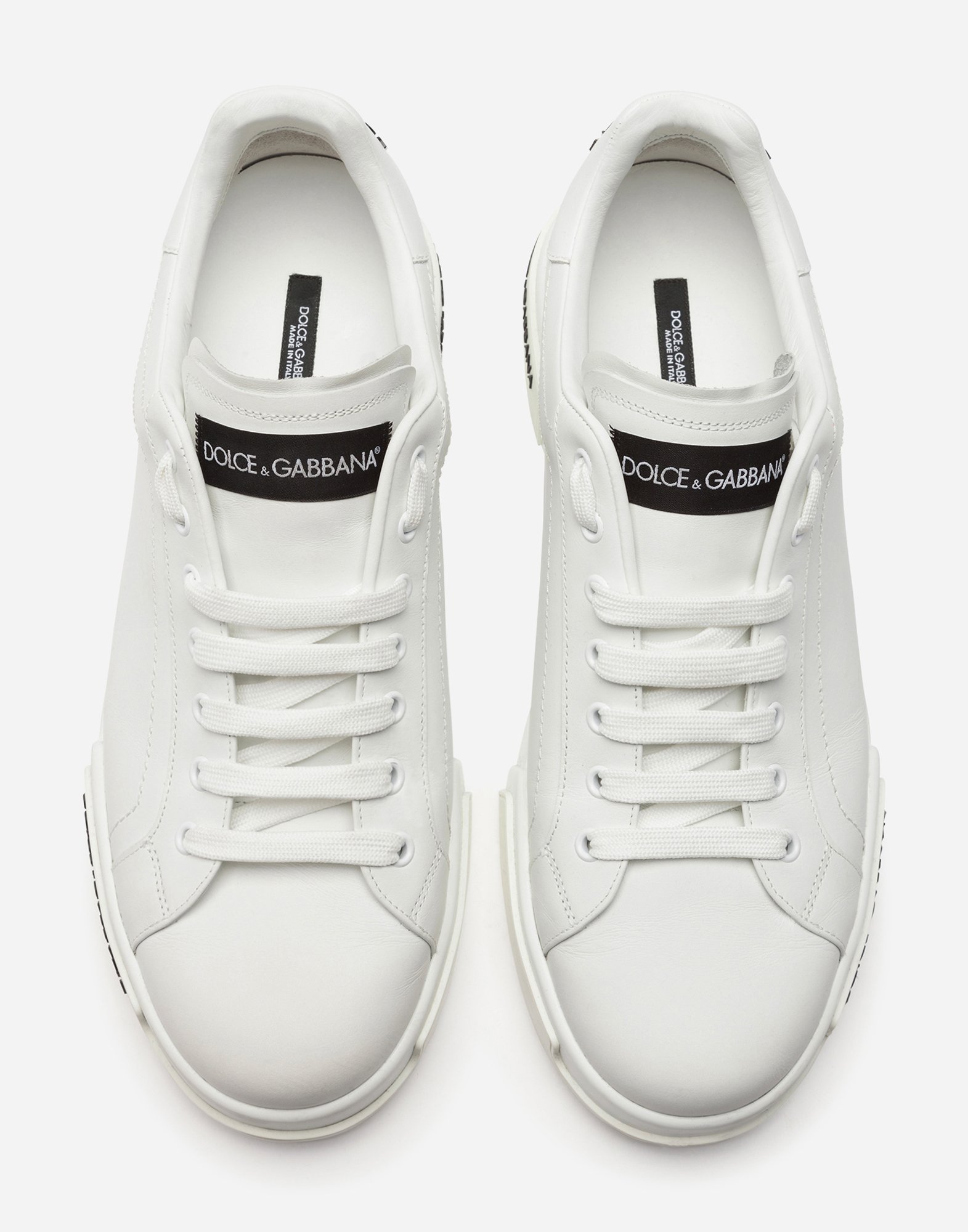 Shop Dolce & Gabbana Calfskin Nappa Portofino Sneakers In White
