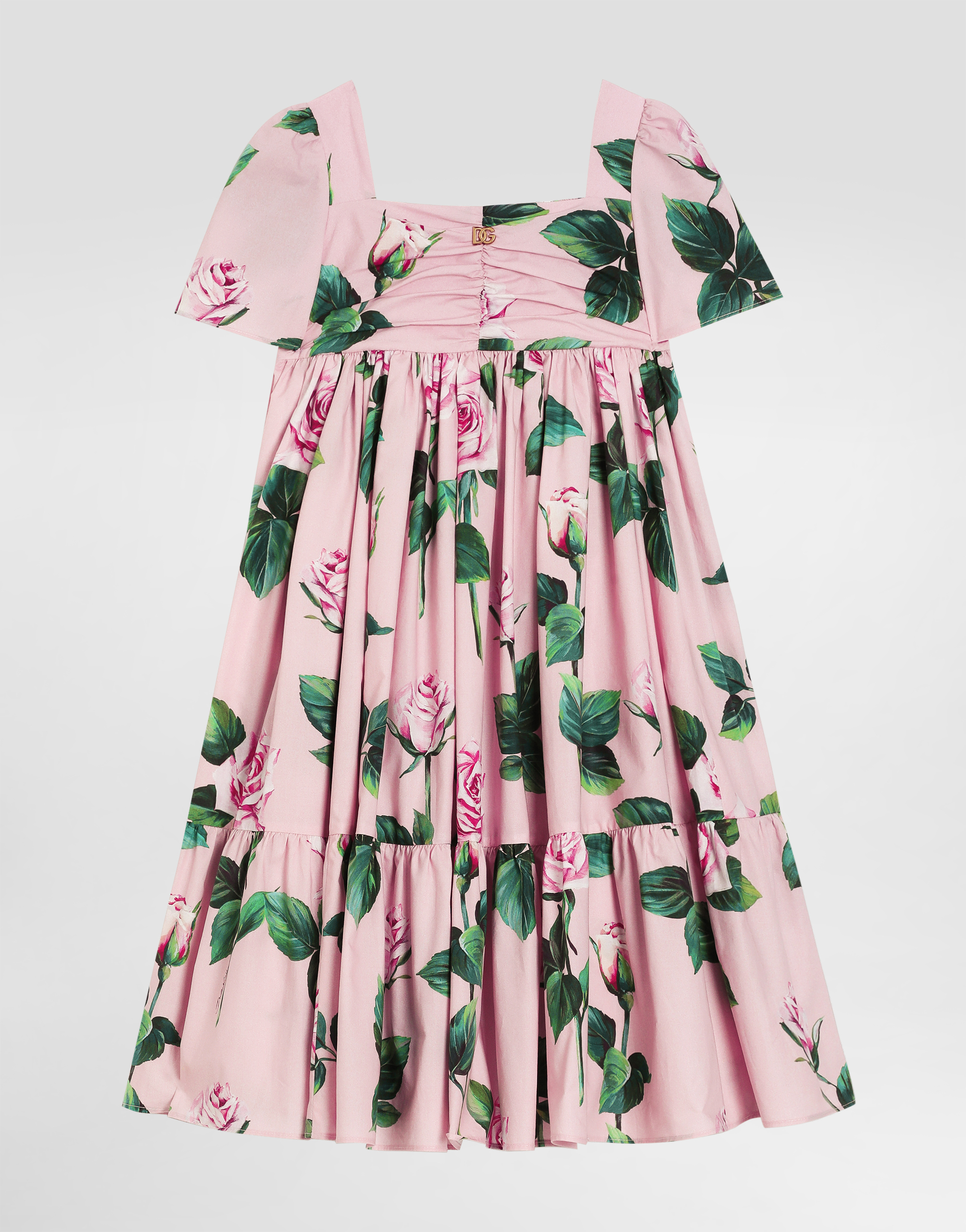Dolce & Gabbana Rose-print Poplin Dress In Print