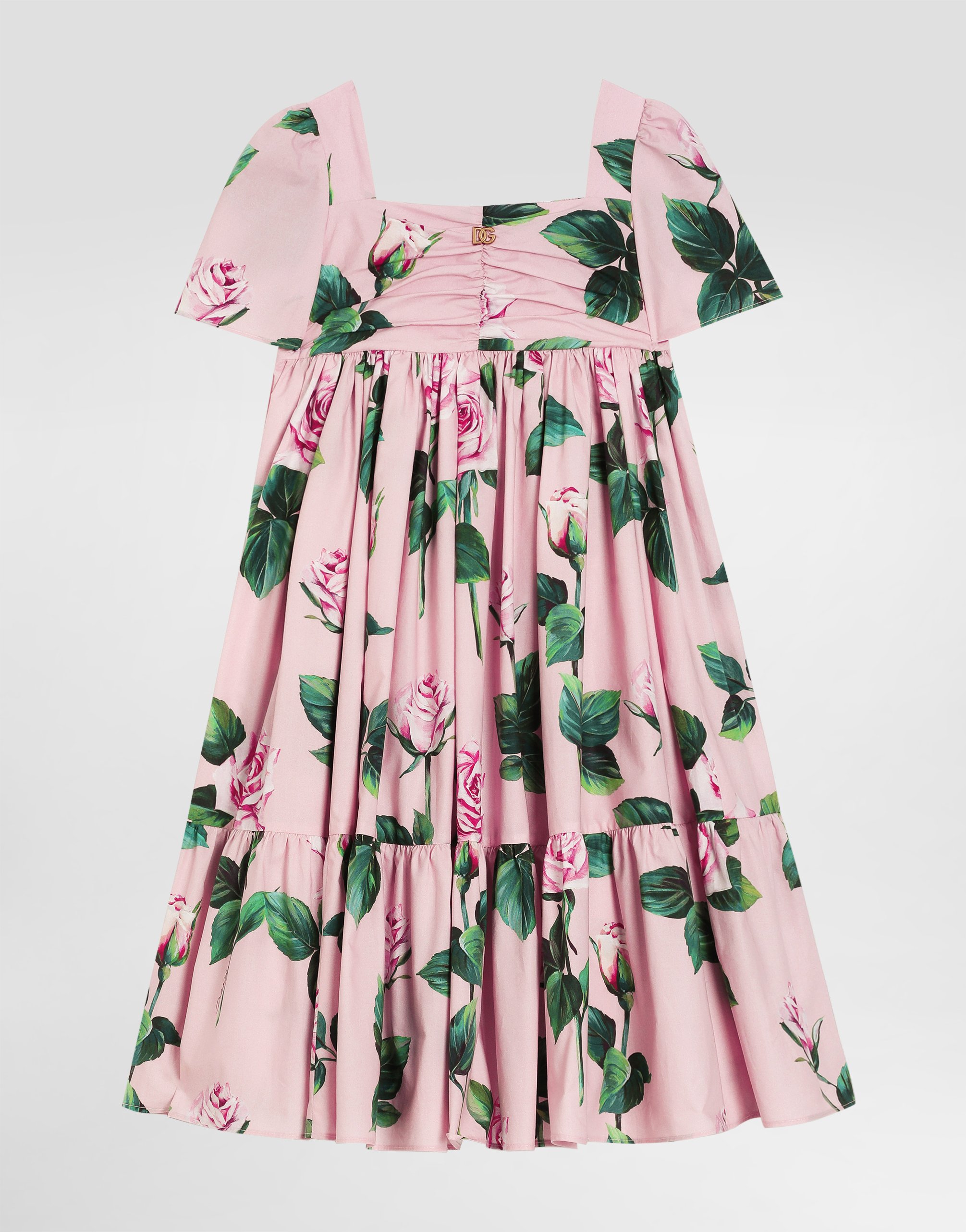 Dolce & Gabbana Rose-print Poplin Dress In Print