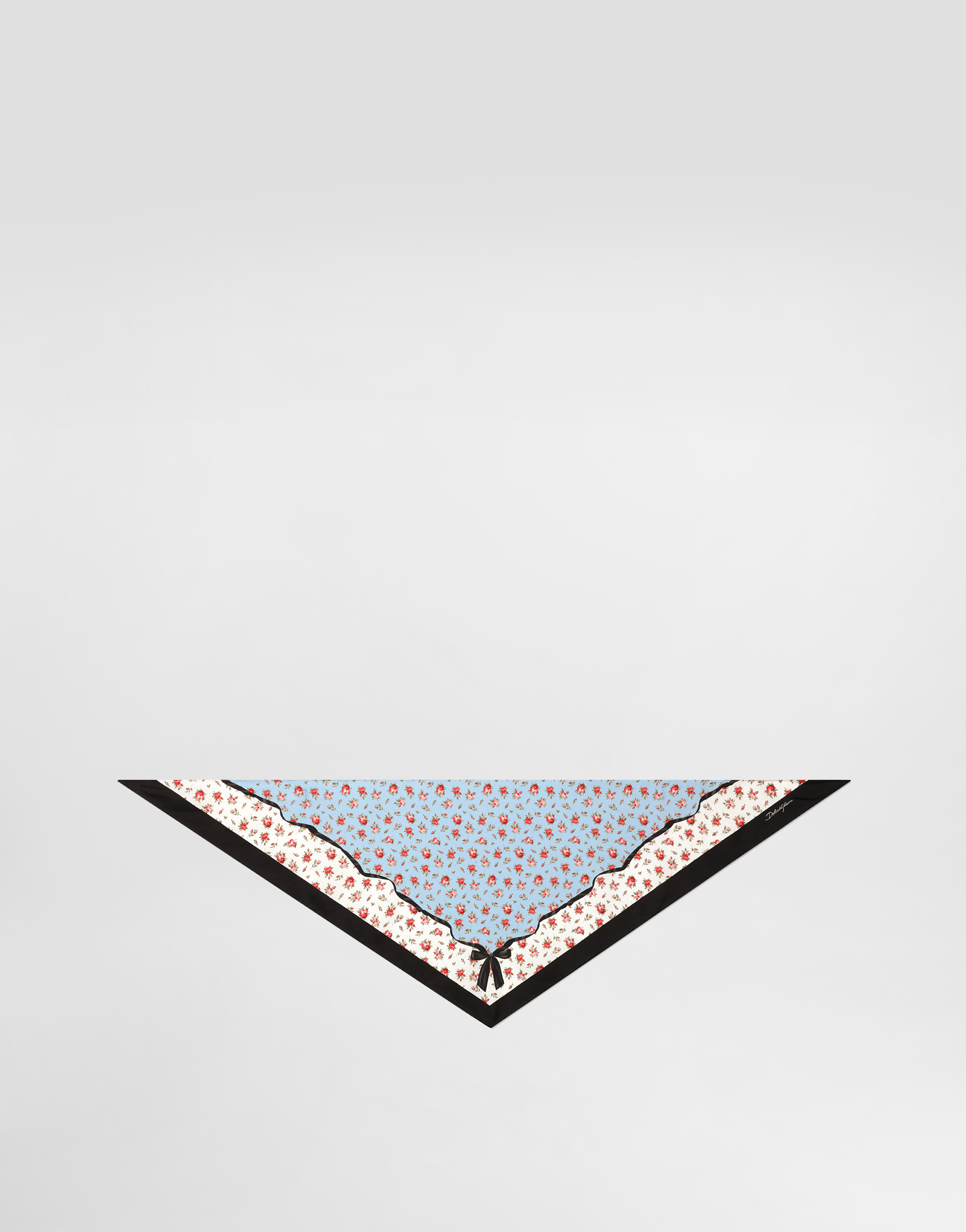  Dolce & Gabbana Dolce & Gabbana Small Rose-print Silk Twill Triangle Scarf - Woman Scarves And Silks Multicolor Onesize 