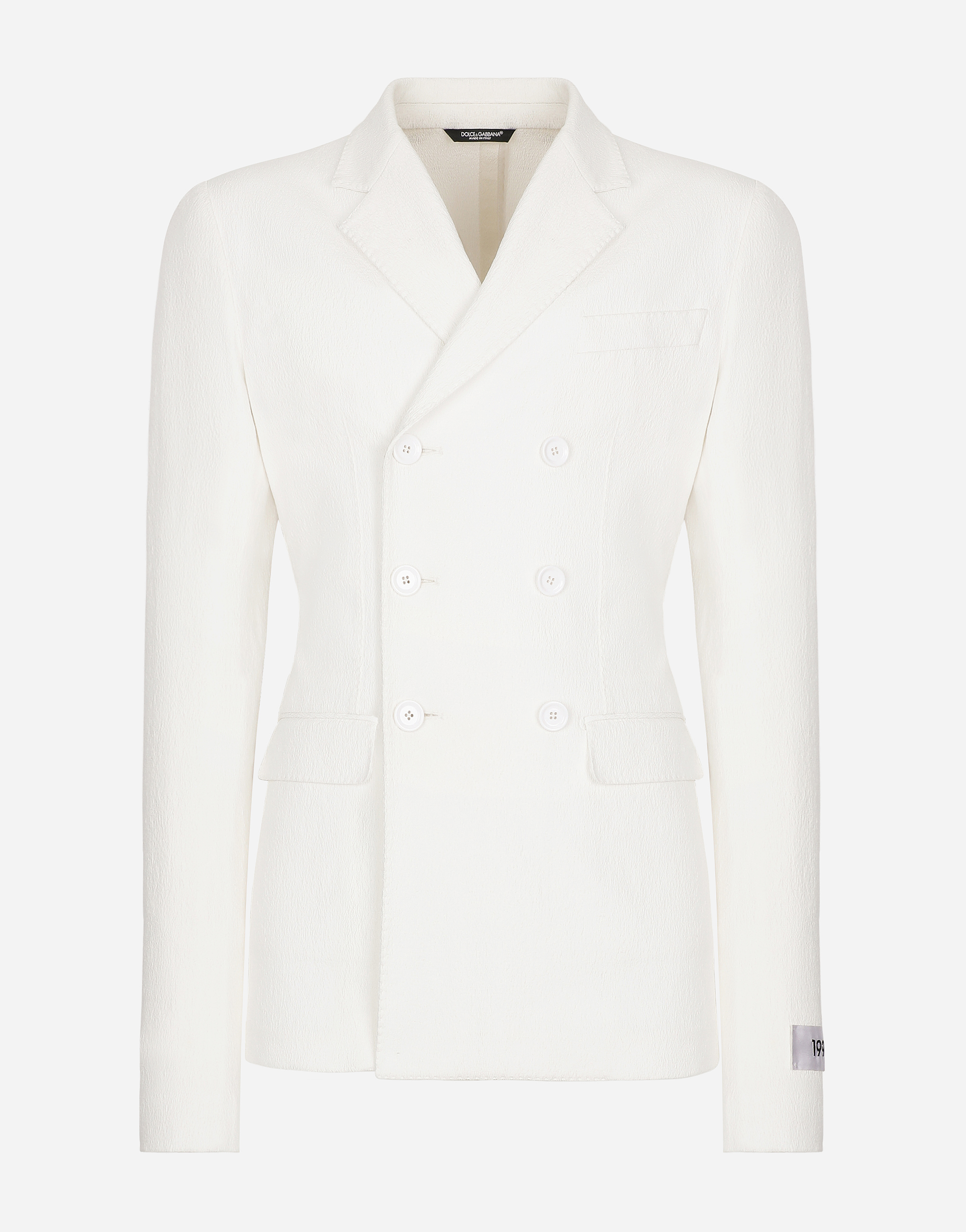 Dolce & Gabbana Men's White Fitted Single-Breasted Stretch Cotton Jacket - Man Suits And Blazers Size 52