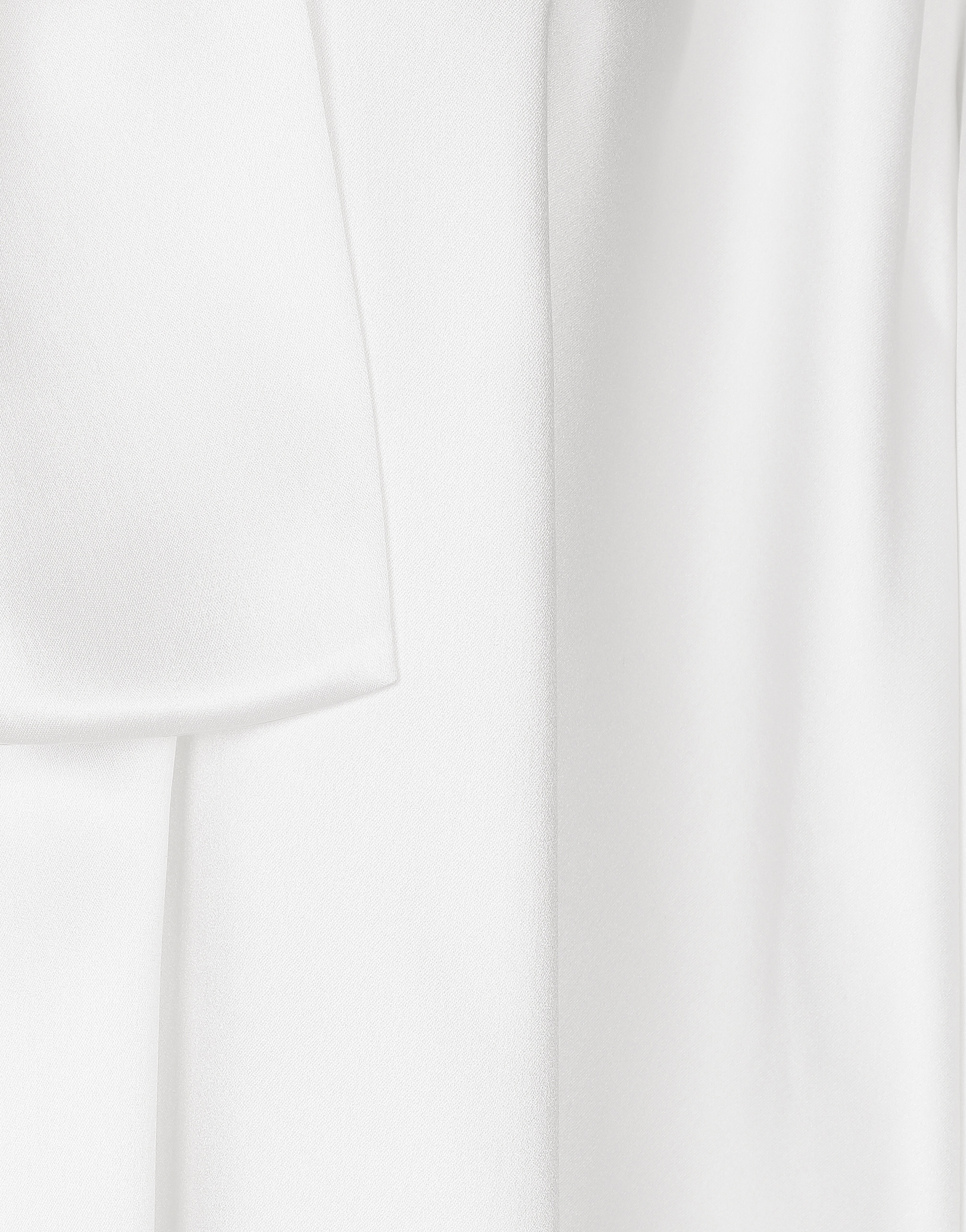 Dolce & Gabbana Light Gray Ascot Collar Shirt Silk Blouse Top In ホワイト