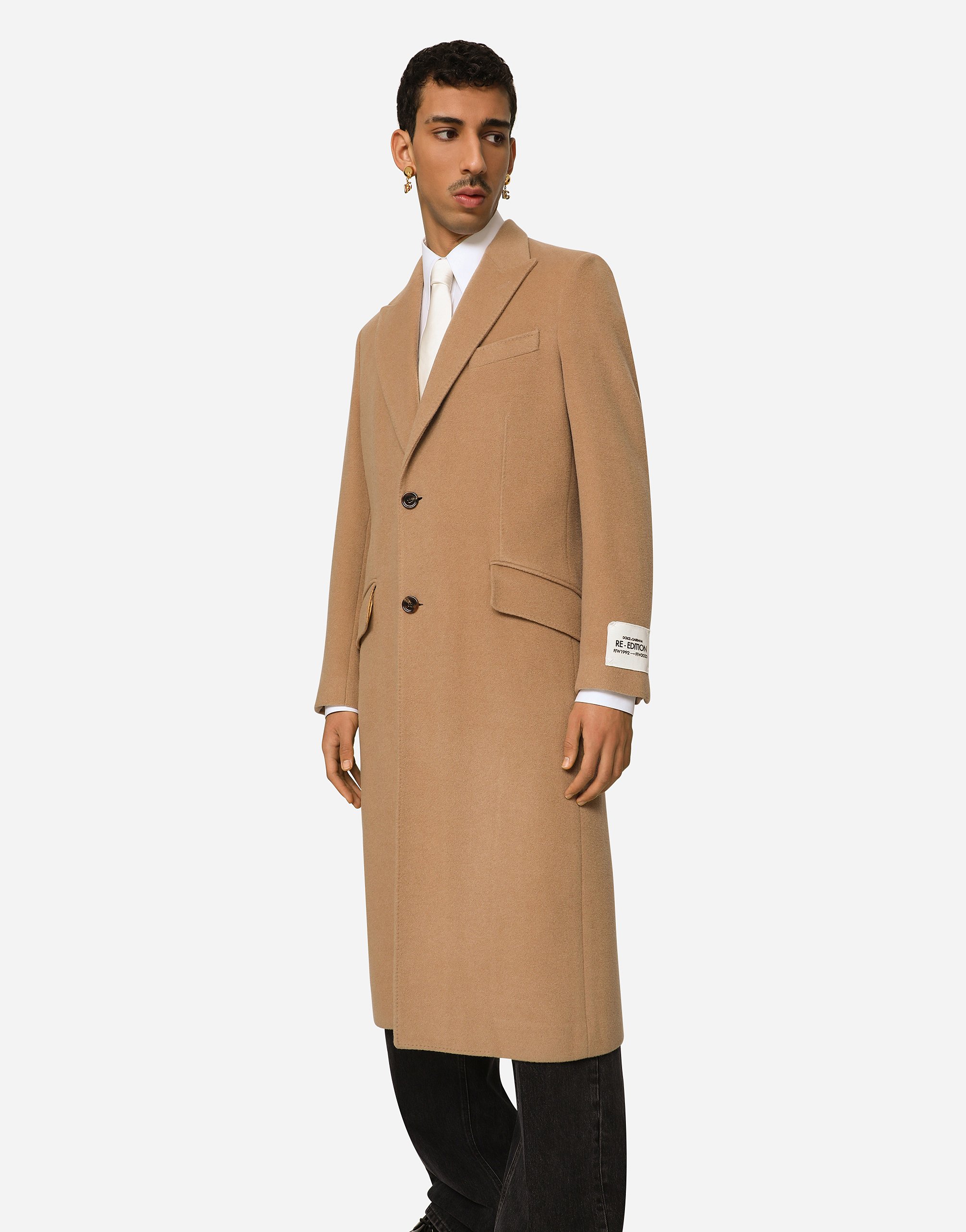 Dolce & Gabbana Single-breasted Camel Wool Coat In Pale Pink