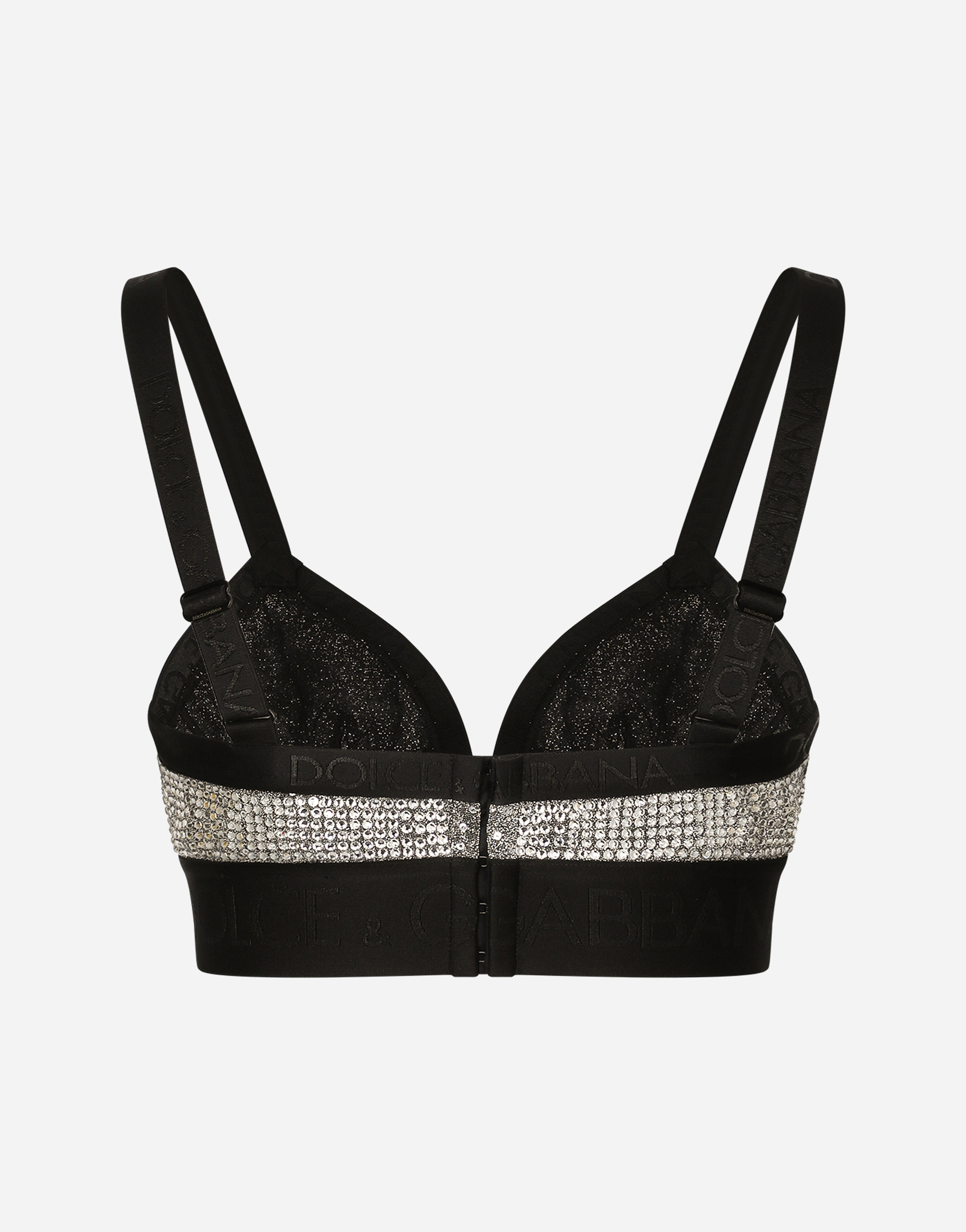 DOLCE & GABBANA KIM DOLCE&GABBANA TRIANGLE BRA WITH FUSIBLE RHINESTONES