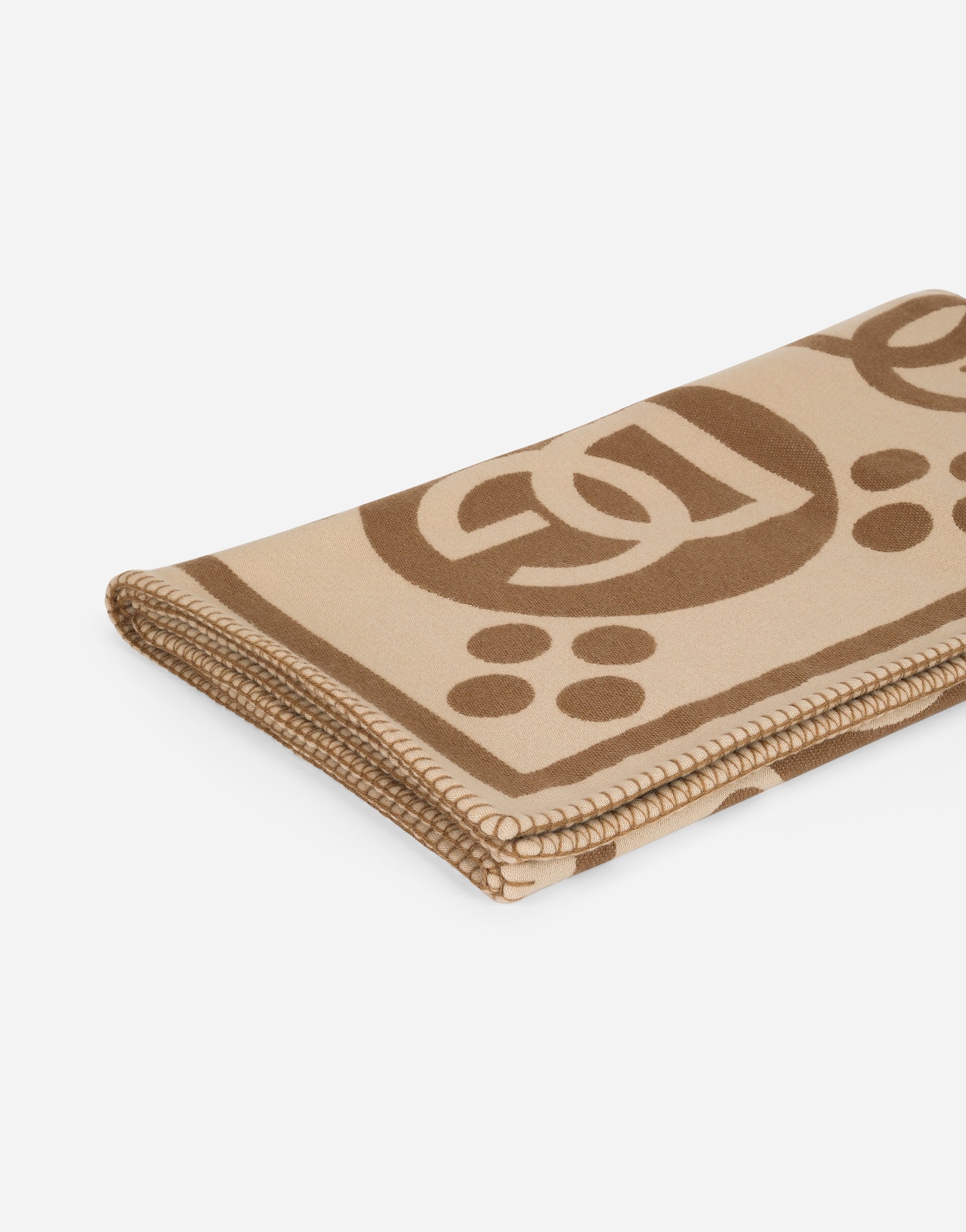 Dolce & Gabbana Wool Jacquard Blanket In Brown