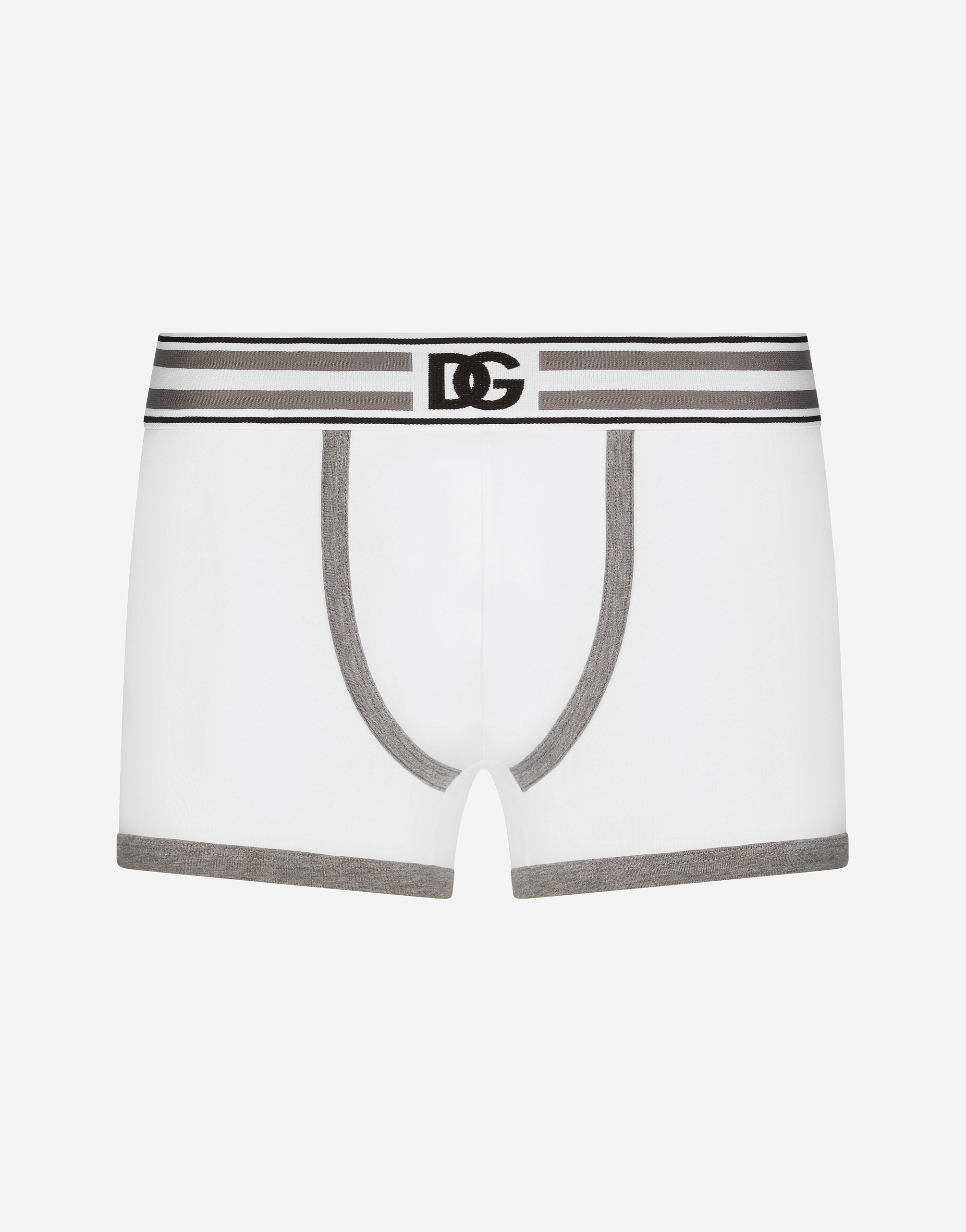 Regular-fit two-way stretch jersey boxers with DG logo in Grey for