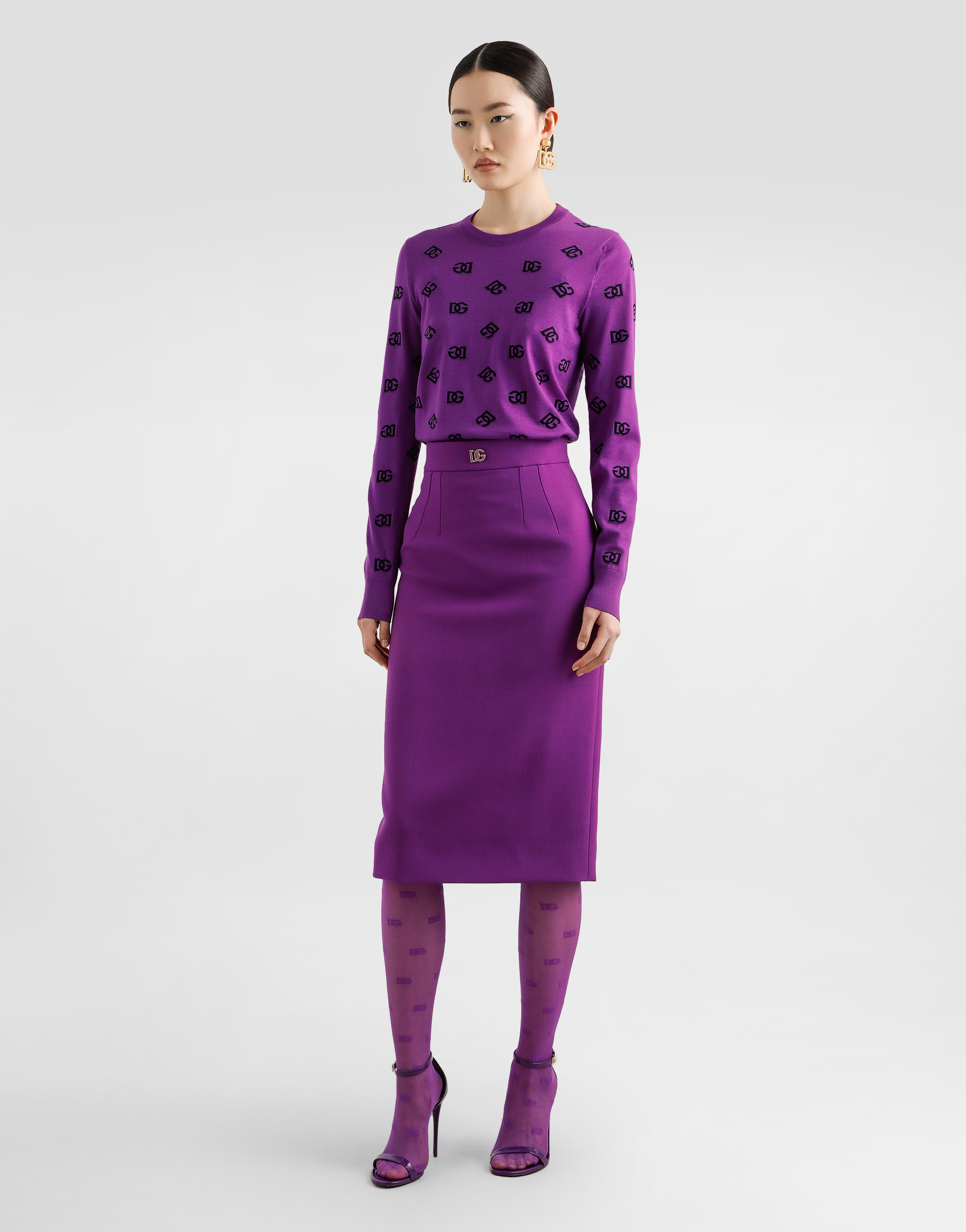 Dolce & Gabbana Wool And Silk Pullover In Purple