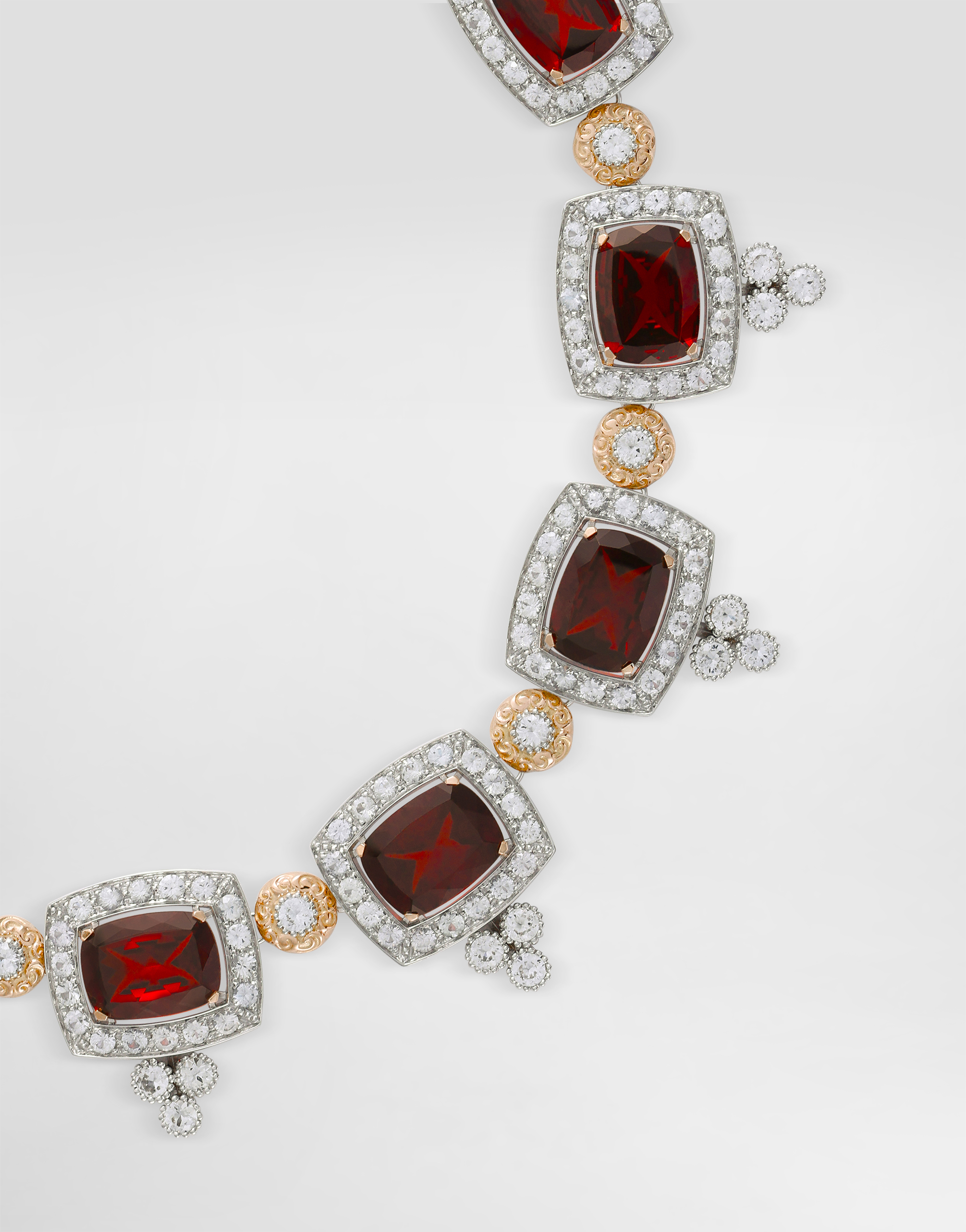  Dolce & Gabbana Eleganza Necklace 18-carat White And Rose Gold, Garnets, And Sapphires - Mujer Collares White Onesize 