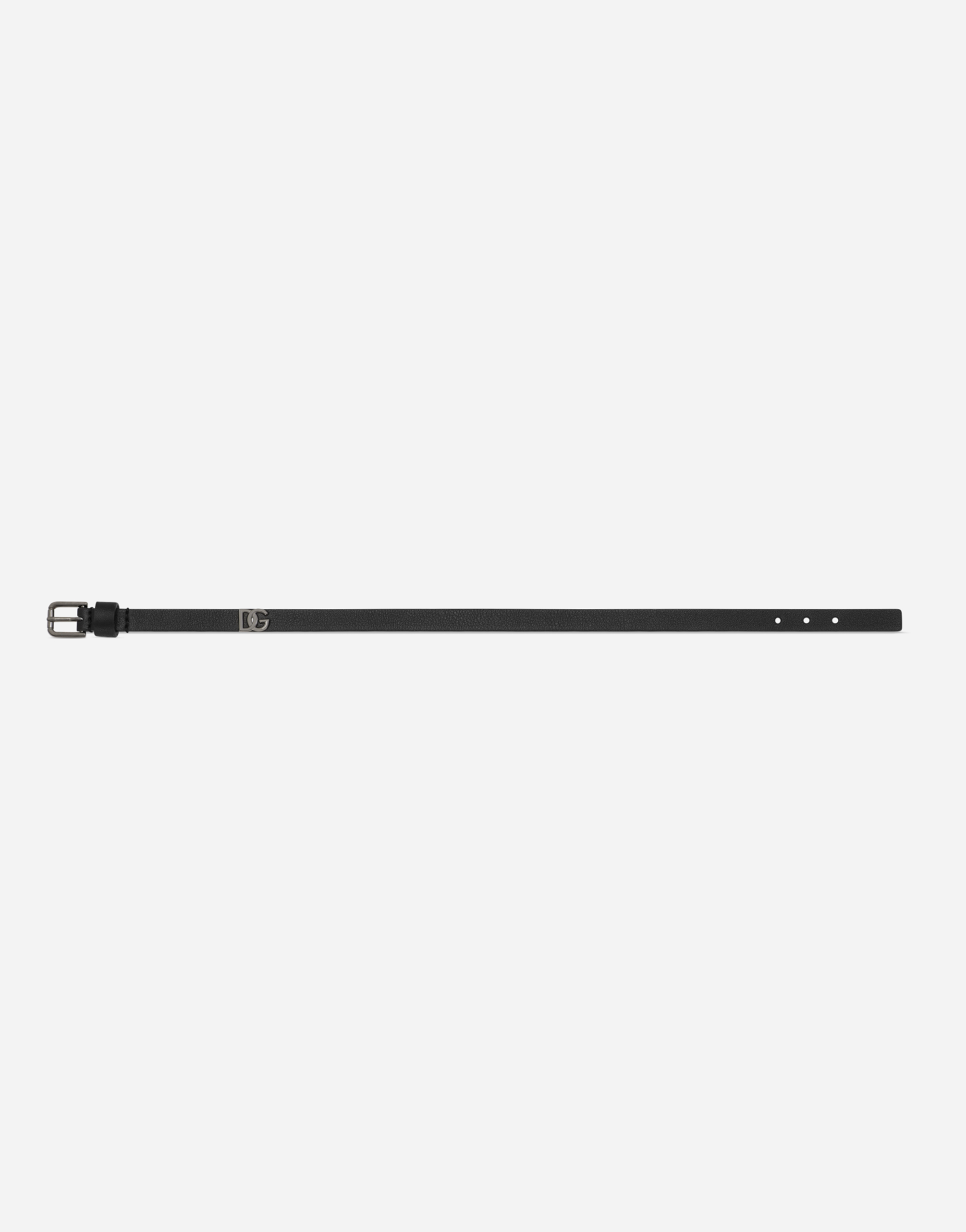 Dolce & Gabbana Black Belt With Buckle Closure And Interwoven Design In Leather Man In ブラック