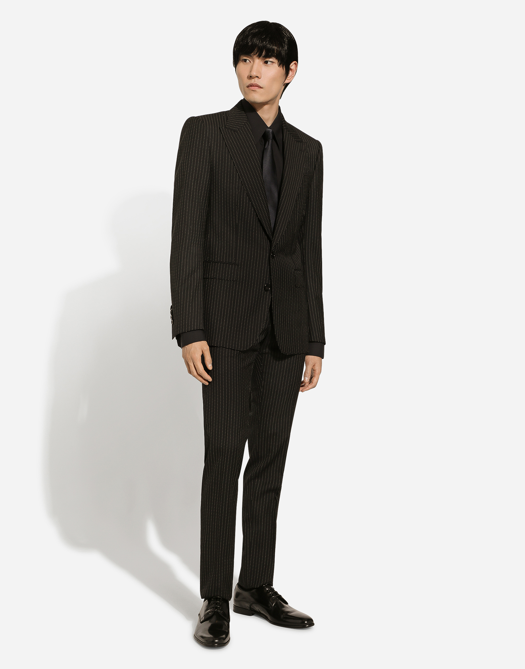 Dolce & Gabbana Single-breasted Pinstripe Wool Sicilia-fit Jacket In Black