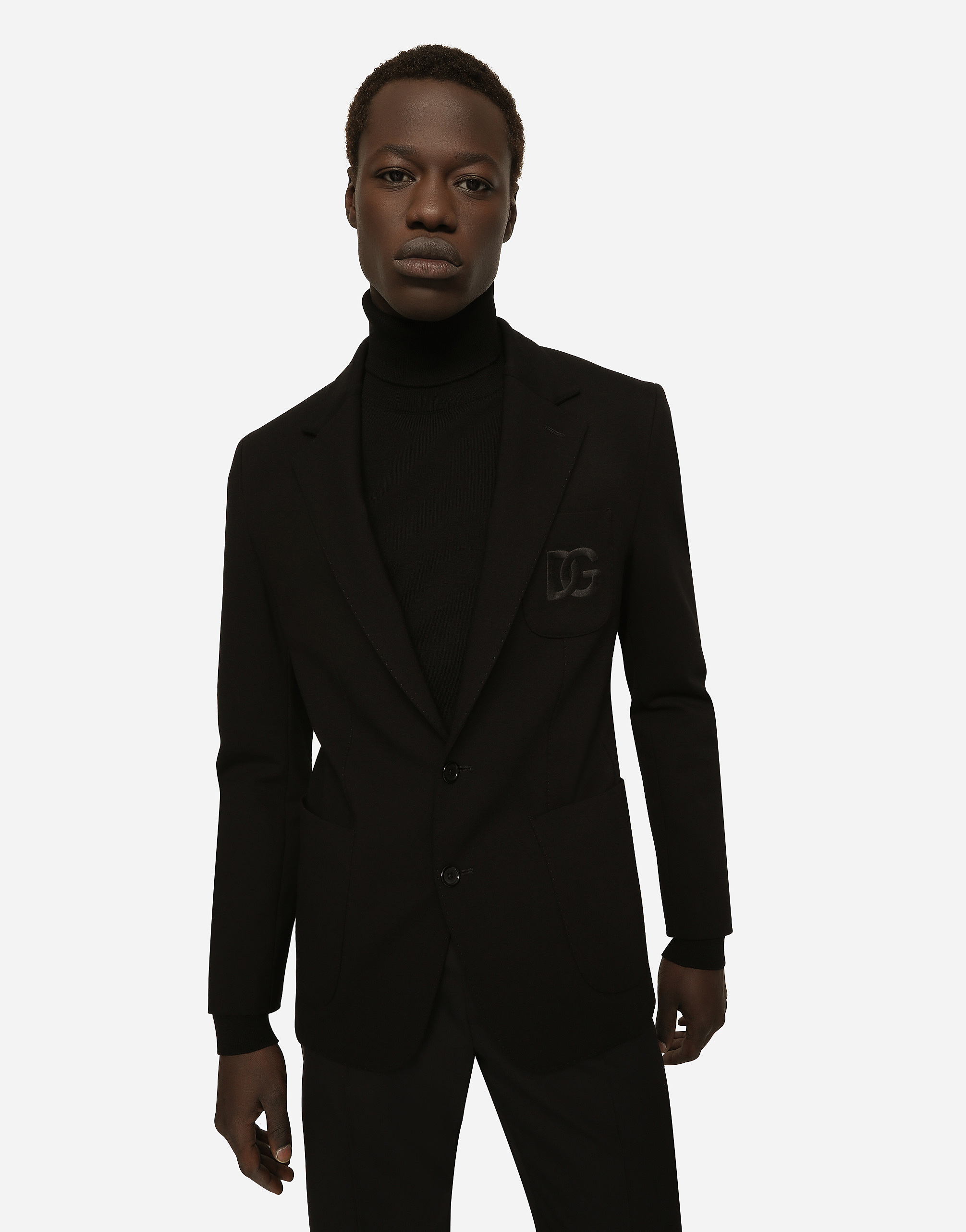 Shop Dolce & Gabbana Stretch Jersey Portofino Jacket In Black