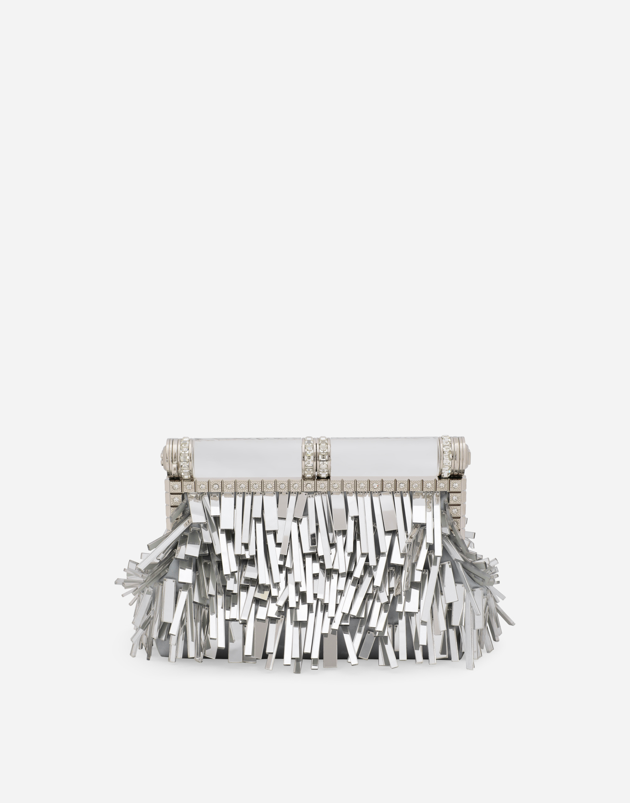 Dolce & Gabbana Mordore Nappa Bag With Fringing - Woman Clutches Mini And Micro Bags Silver Onesize