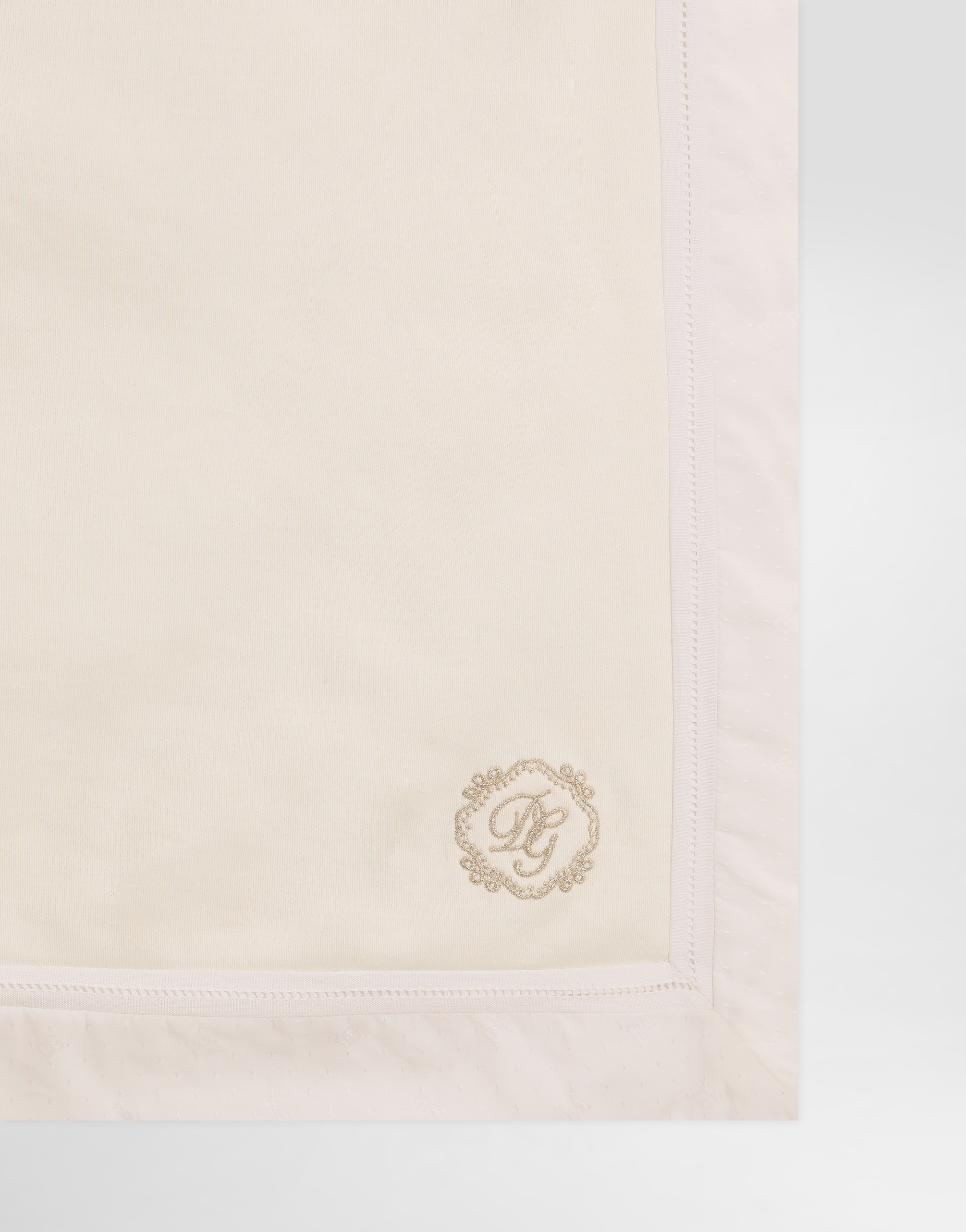 Interlock blanket with logo and polka dots