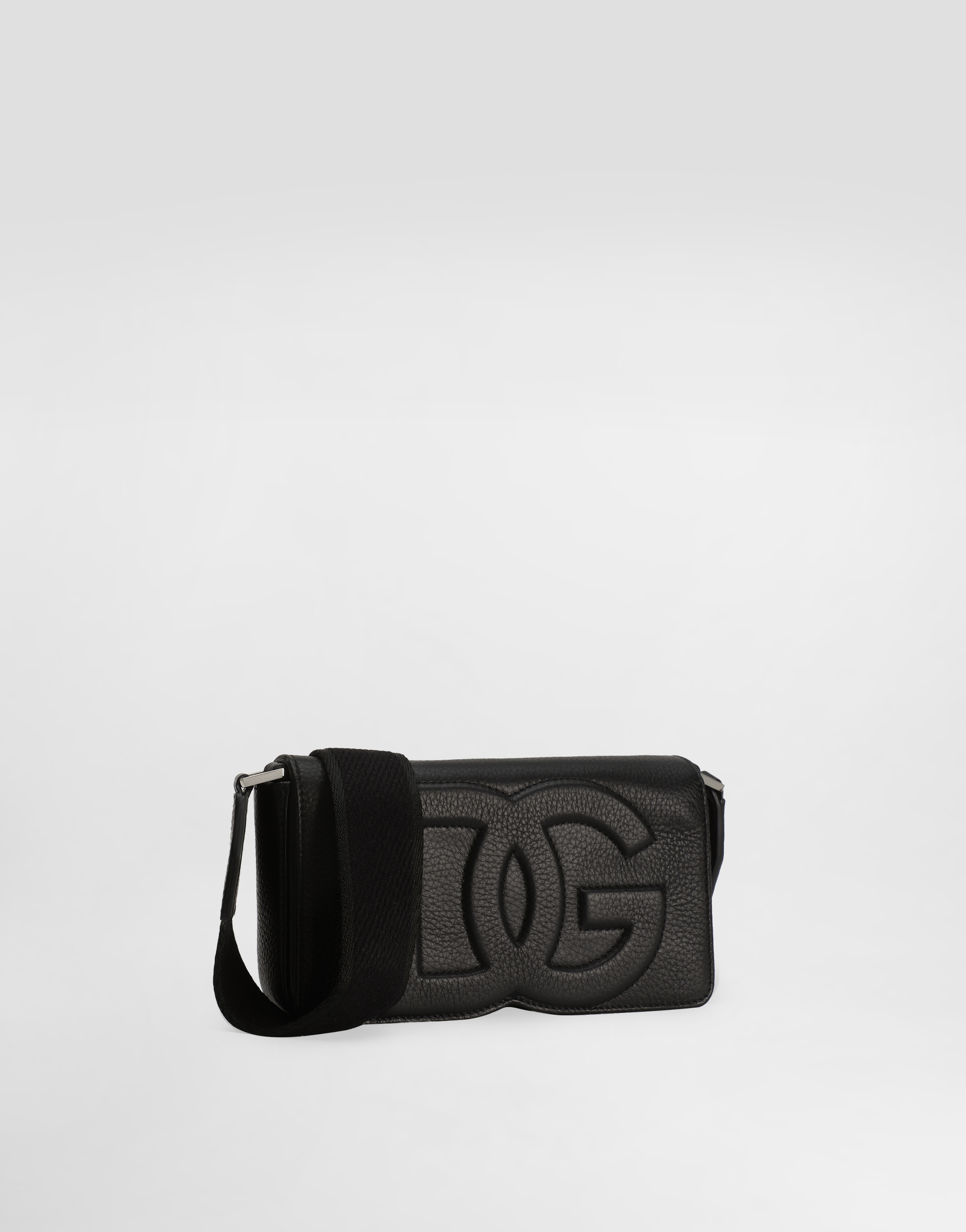 Dolce & Gabbana Logo-embossed Leather Messenger Bag In ブラック