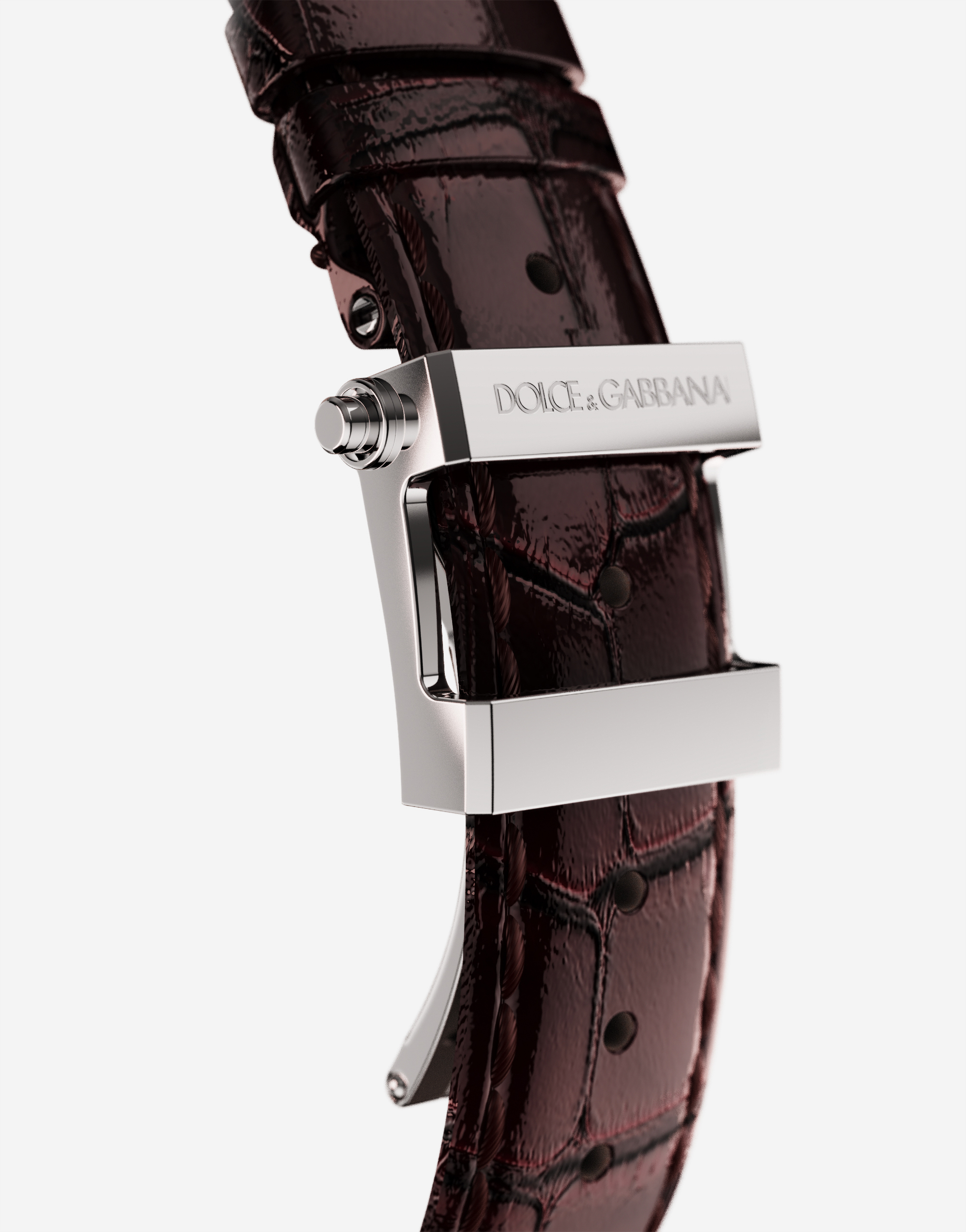 Dolce & Gabbana Dg7 Watch In Steel With Engraved Side Decoration In Gold In Burgundy