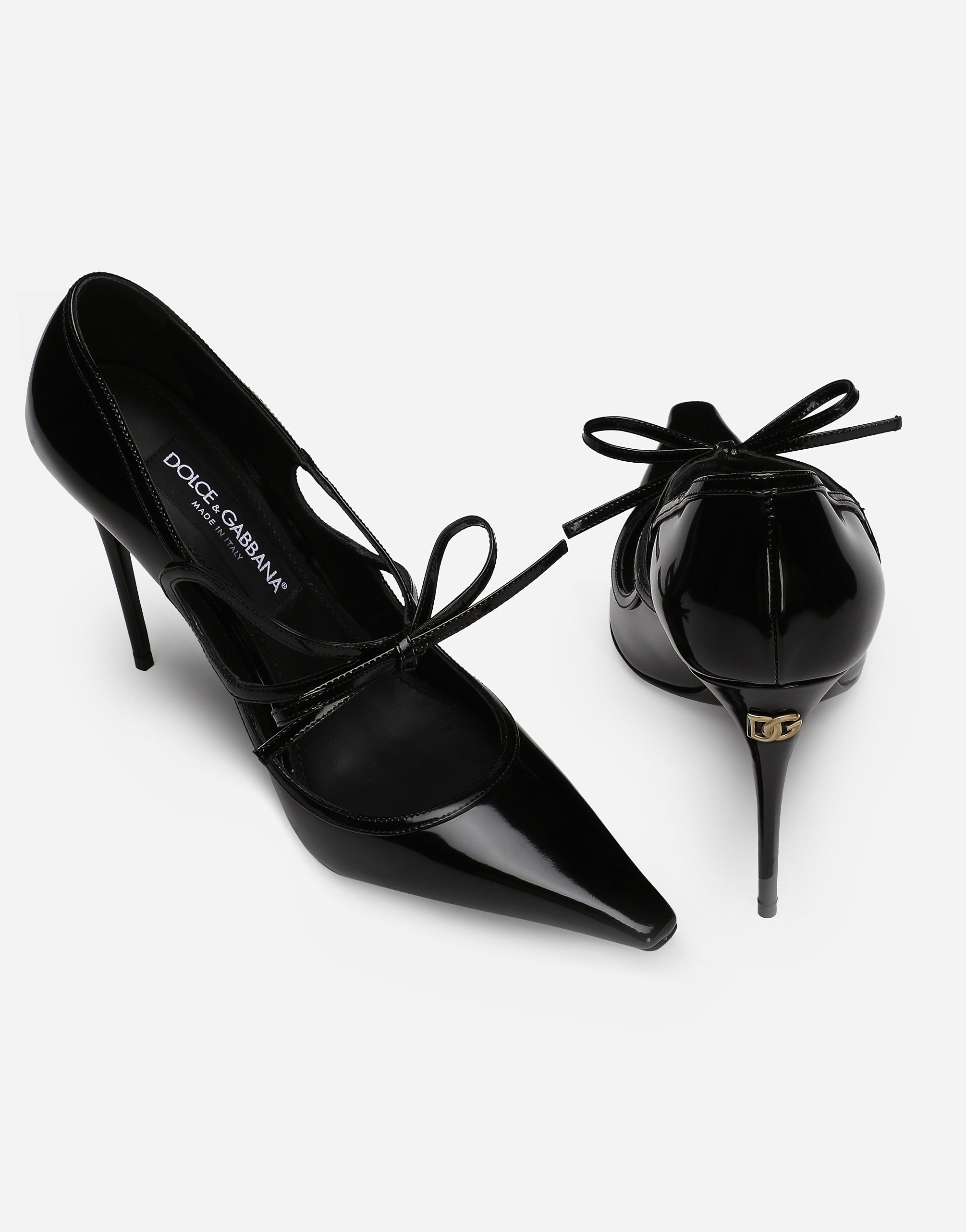 Dolce & Gabbana Mun Bow-embellished Patent Leather Pumps In Black