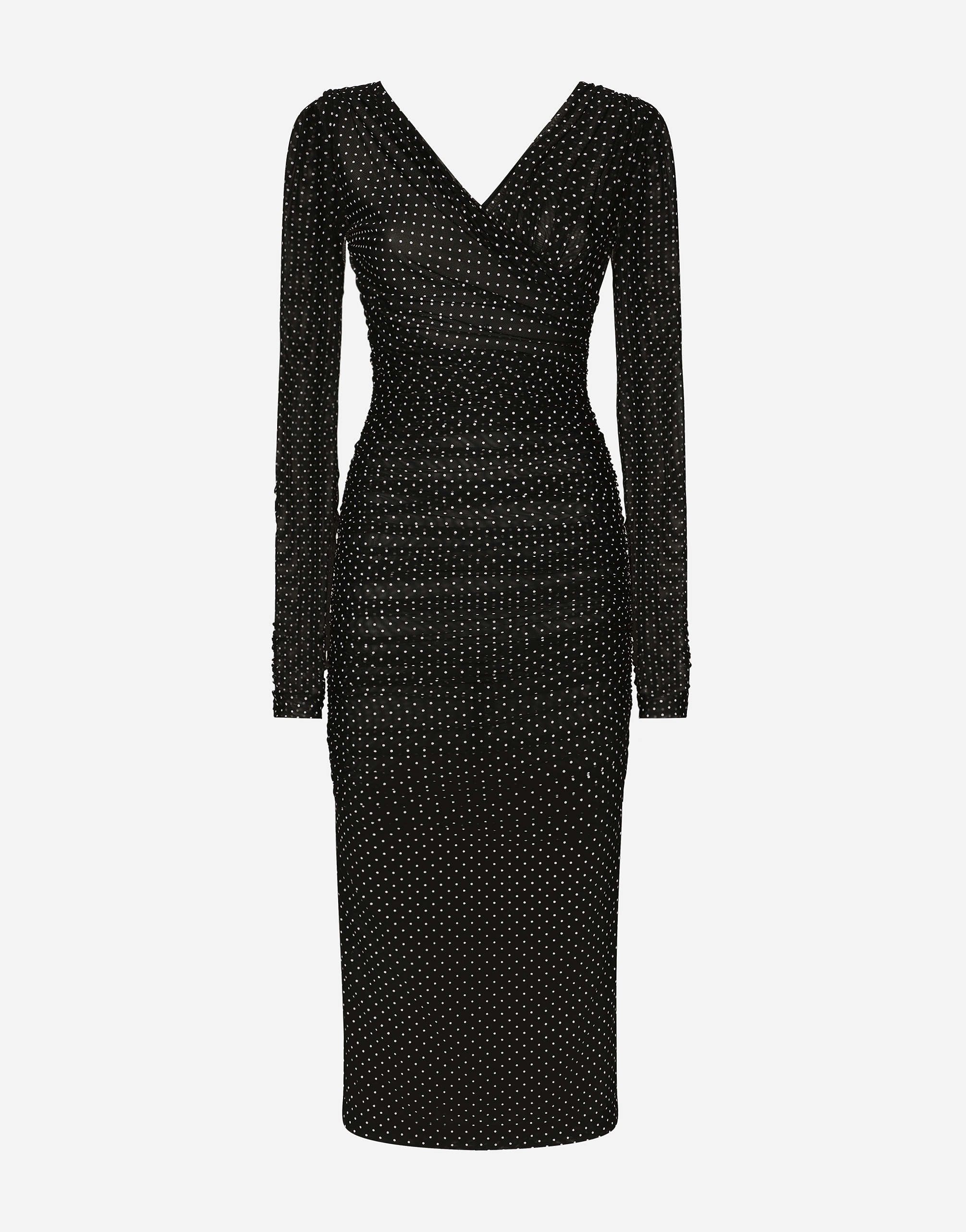 Dolce & Gabbana Tulle Calf-length Dress With Draping And Polka-dot Print - Woman Dresses Print