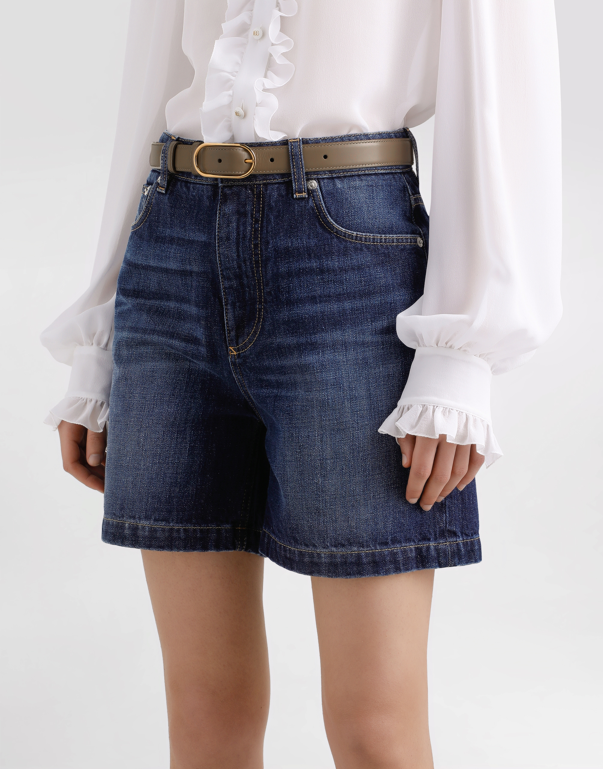 Dolce & Gabbana Calfskin Belt In Beige