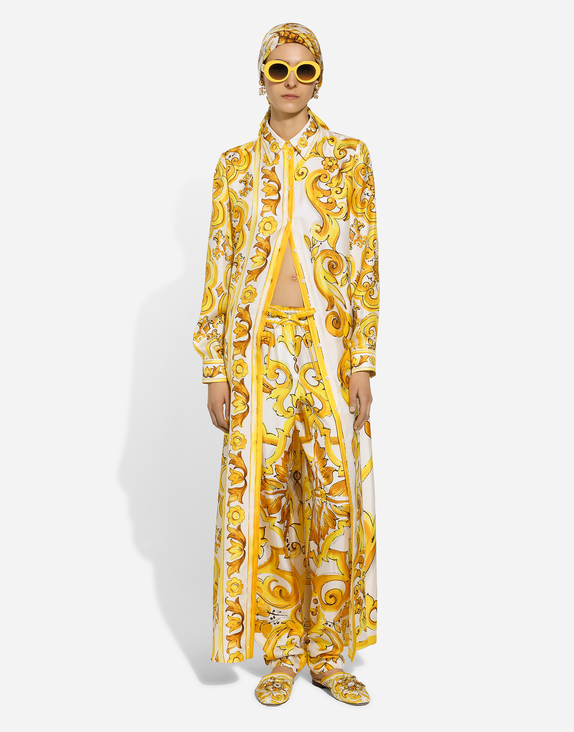 Dolce & Gabbana Silk Twill Pants In Print
