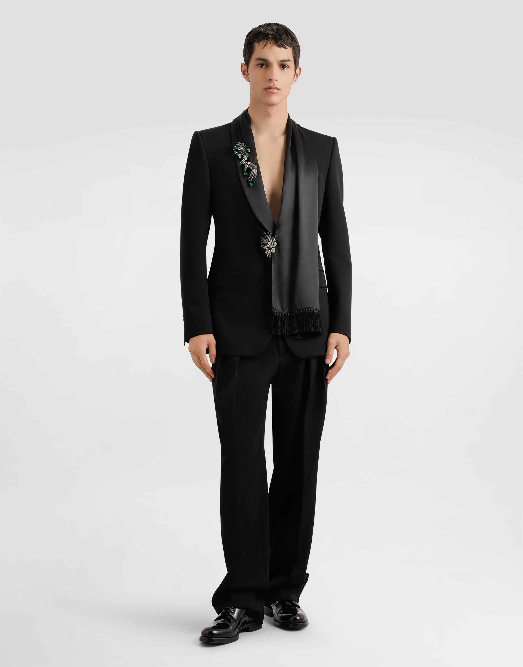 Dolce & Gabbana Single-breasted Jacket Inwool Gabardine In Black