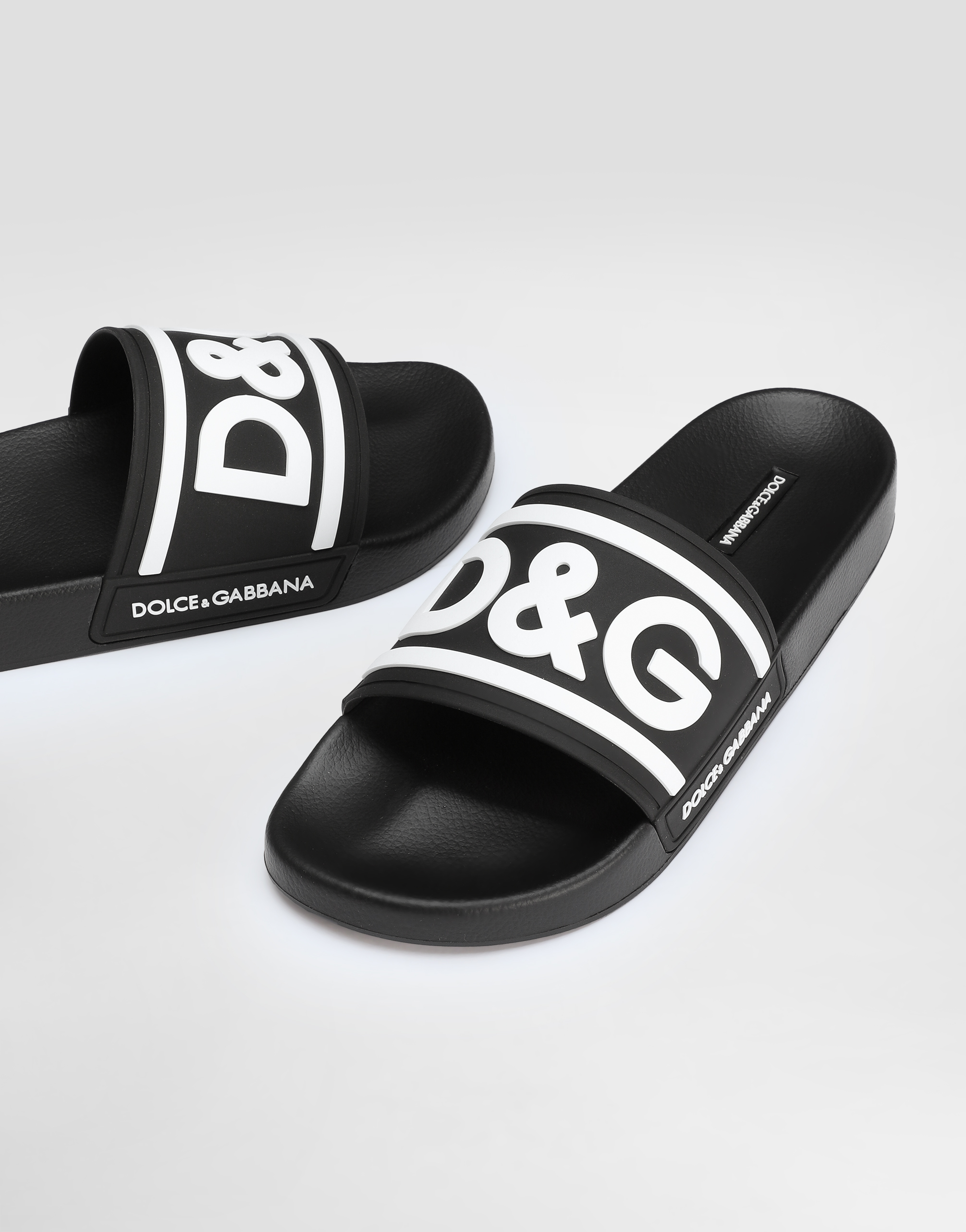 Shop Dolce & Gabbana Rubber Beachwear Sliders With Dg Logo In Multicolor