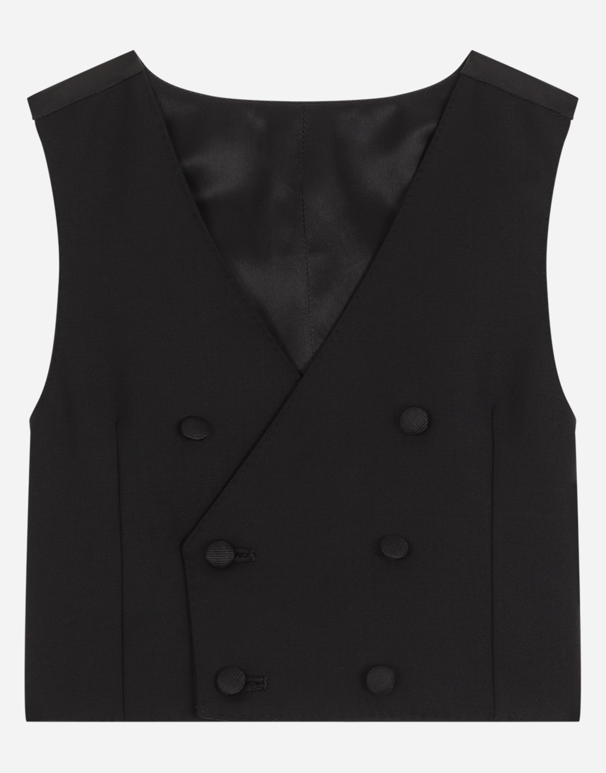 Dolce & Gabbana Kids' Double-breasted Stretch Woolen Vest In Black