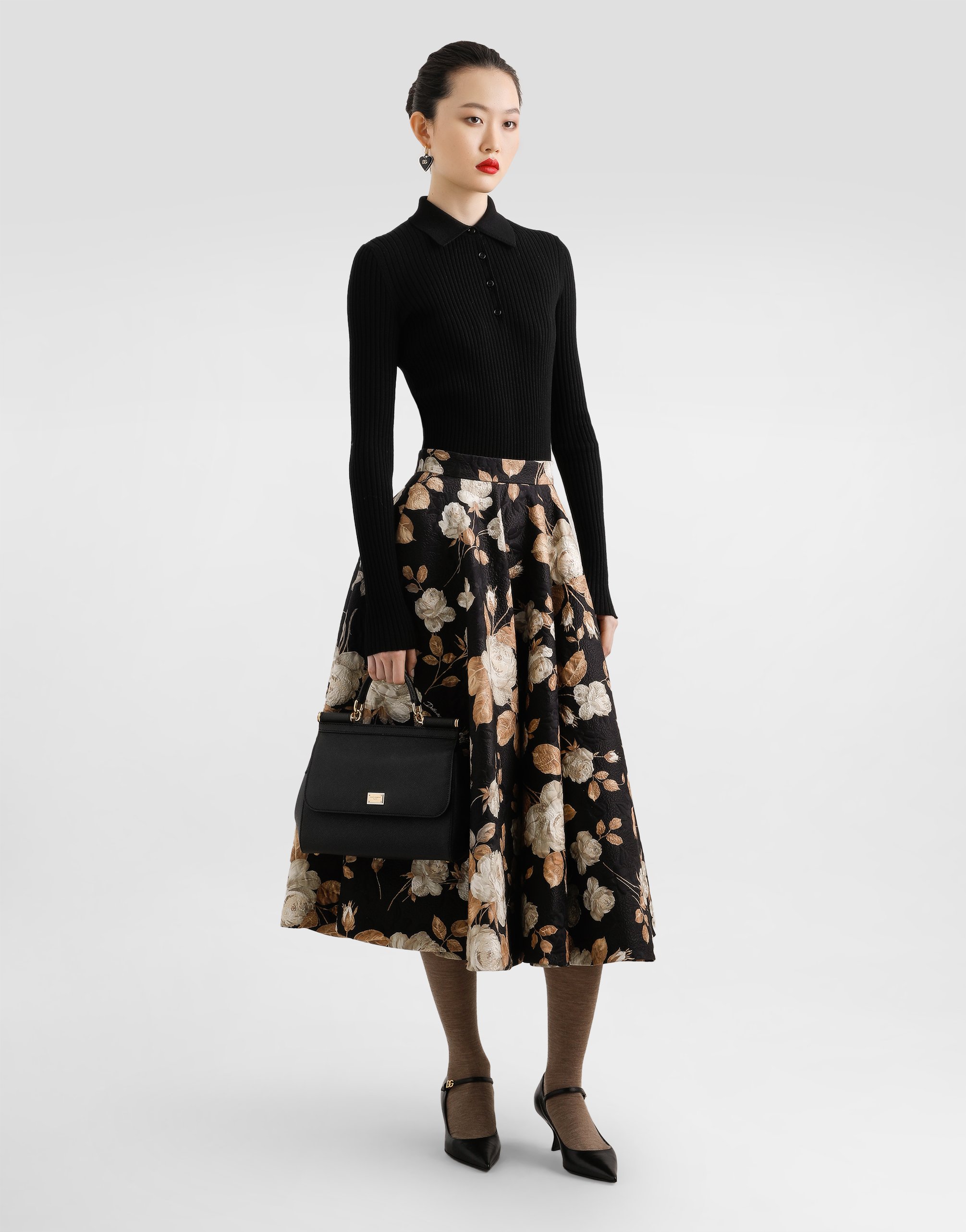 Dolce & Gabbana Ribbed Wool Pullover In Black