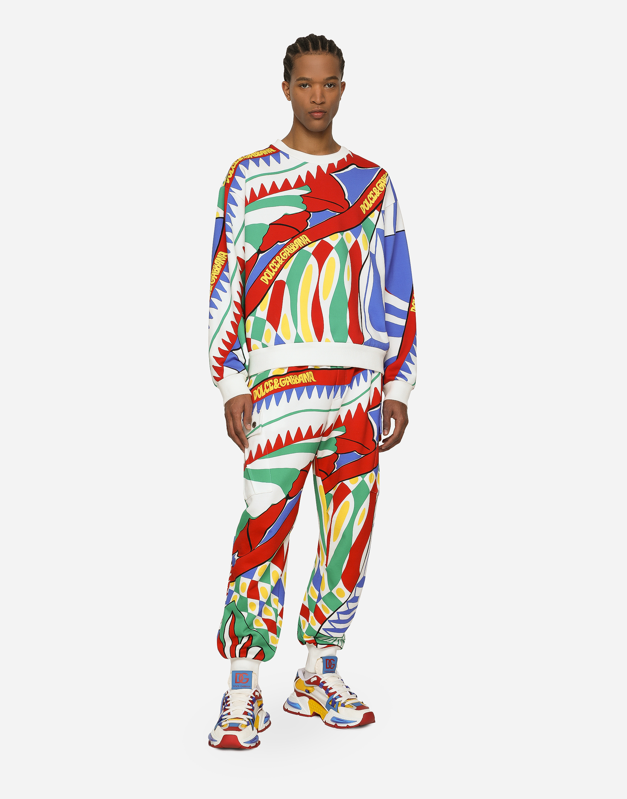 DOLCE & GABBANA CARRETTO-PRINT JERSEY CARGO PANTS