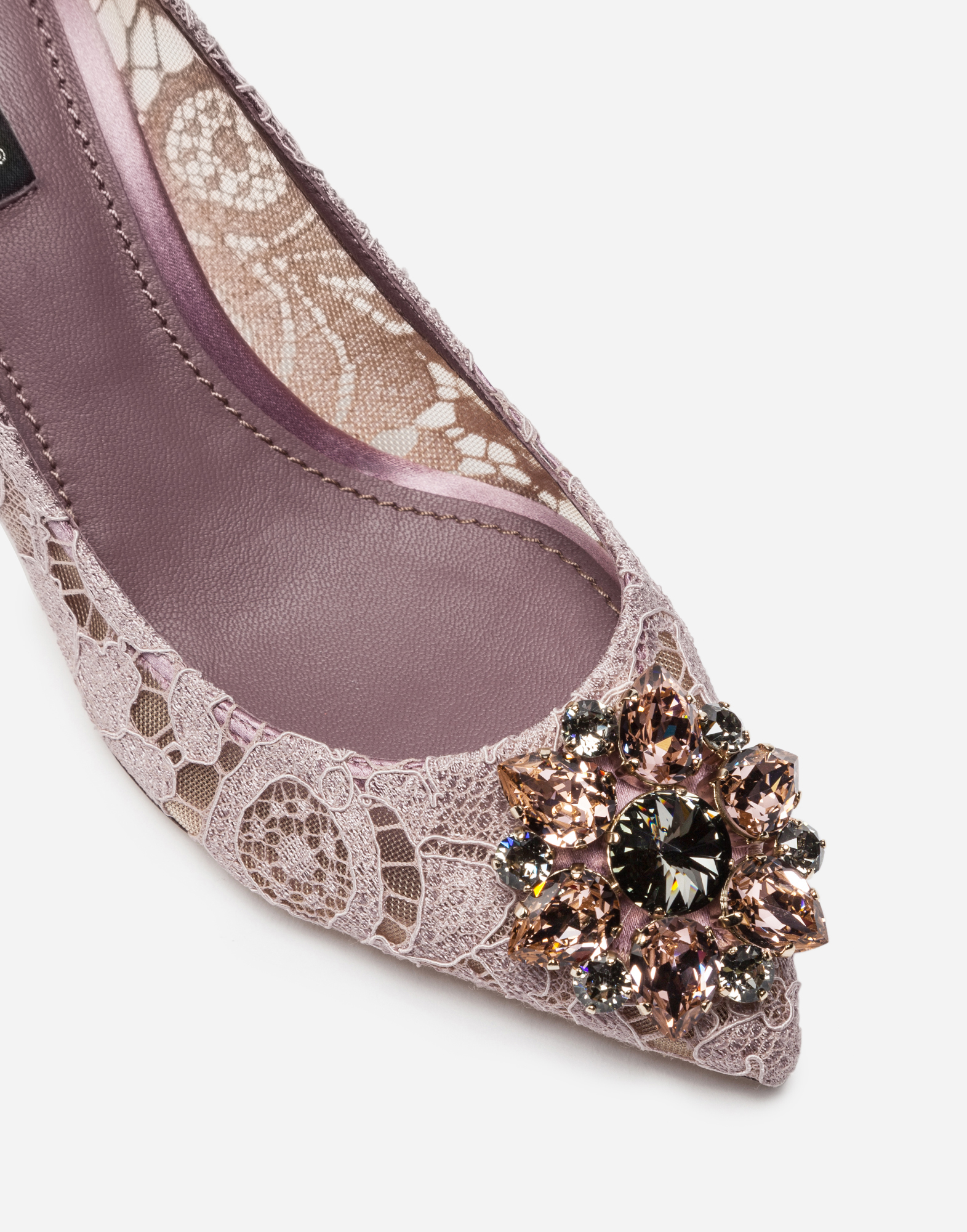 Shop Dolce & Gabbana Lace Rainbow Pumps With Brooch Detailing In Blush