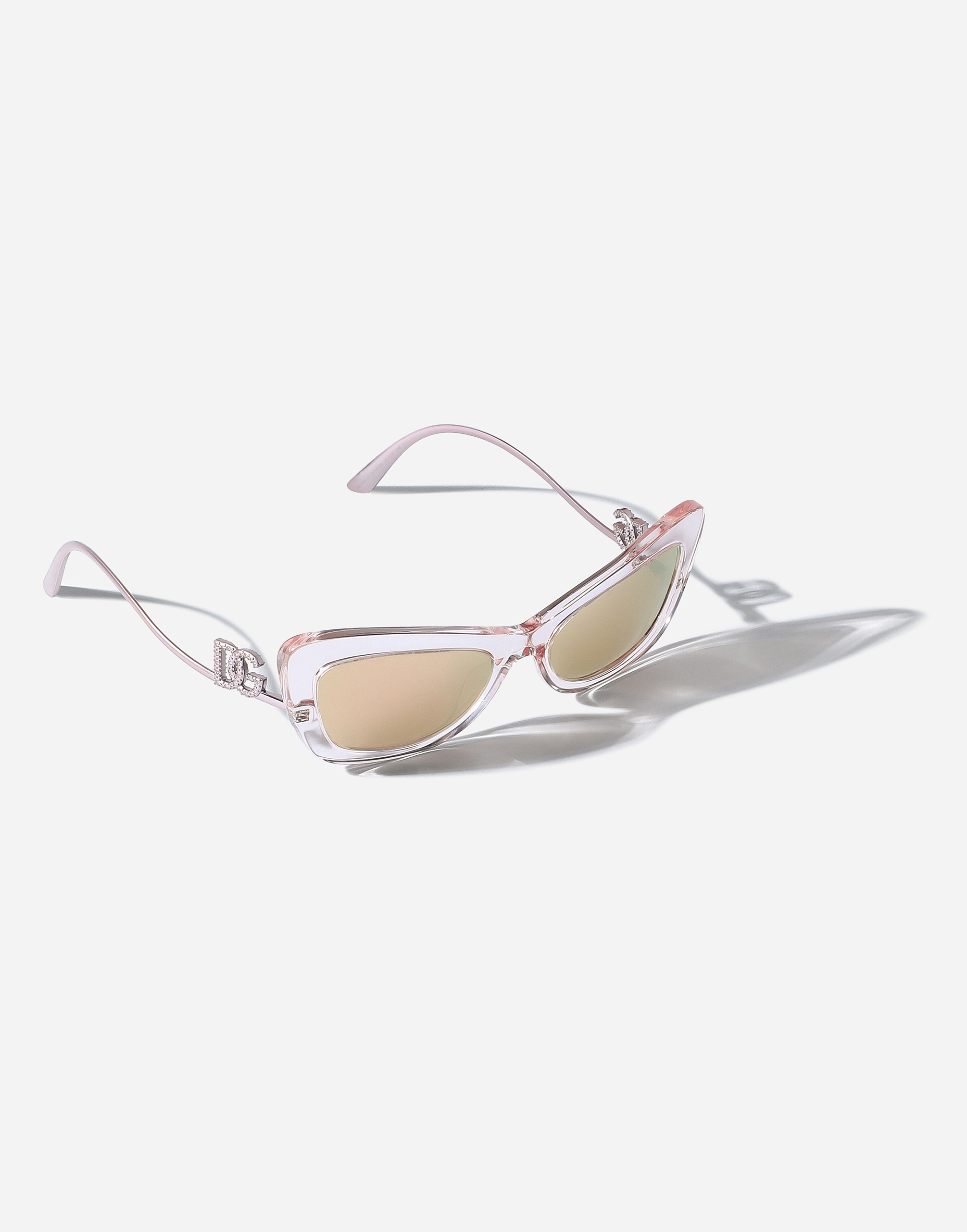 Dolce & Gabbana Dg Logo Acetate & Plastic Cat-eye Sunglasses In Transparent Rose