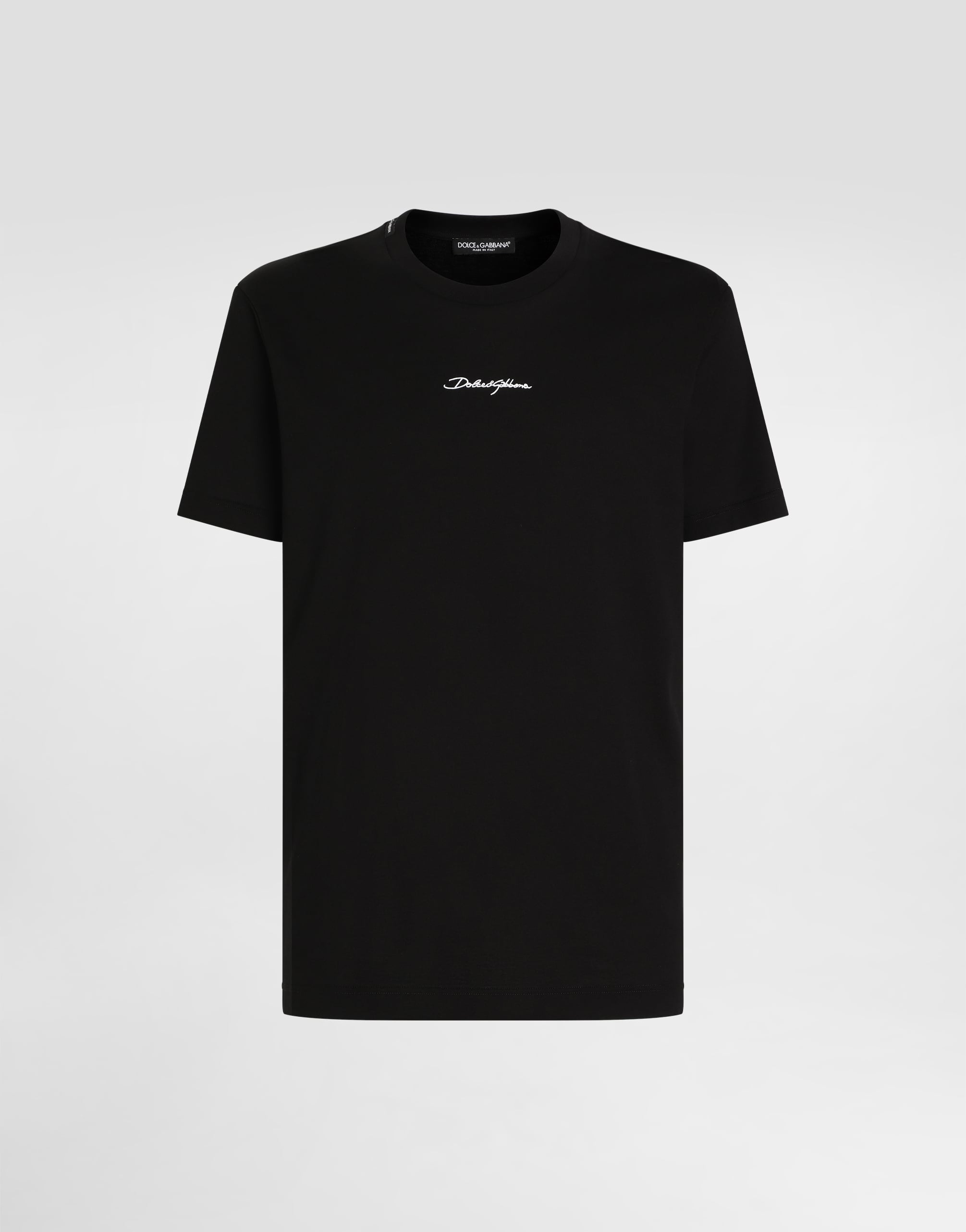 Dolce & Gabbana Cotton T-shirt With Contrasting Logo Embroidery