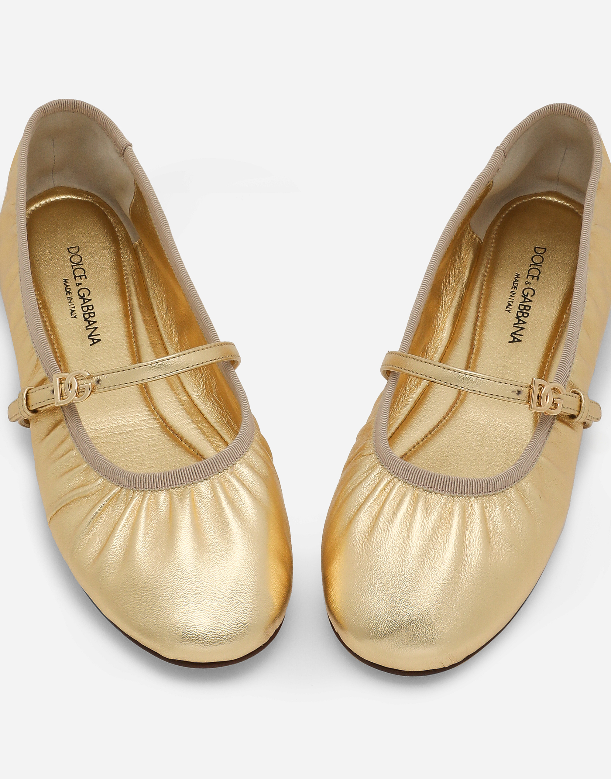 Dolce & Gabbana Nappa Mordore Ballet Flats In Gold