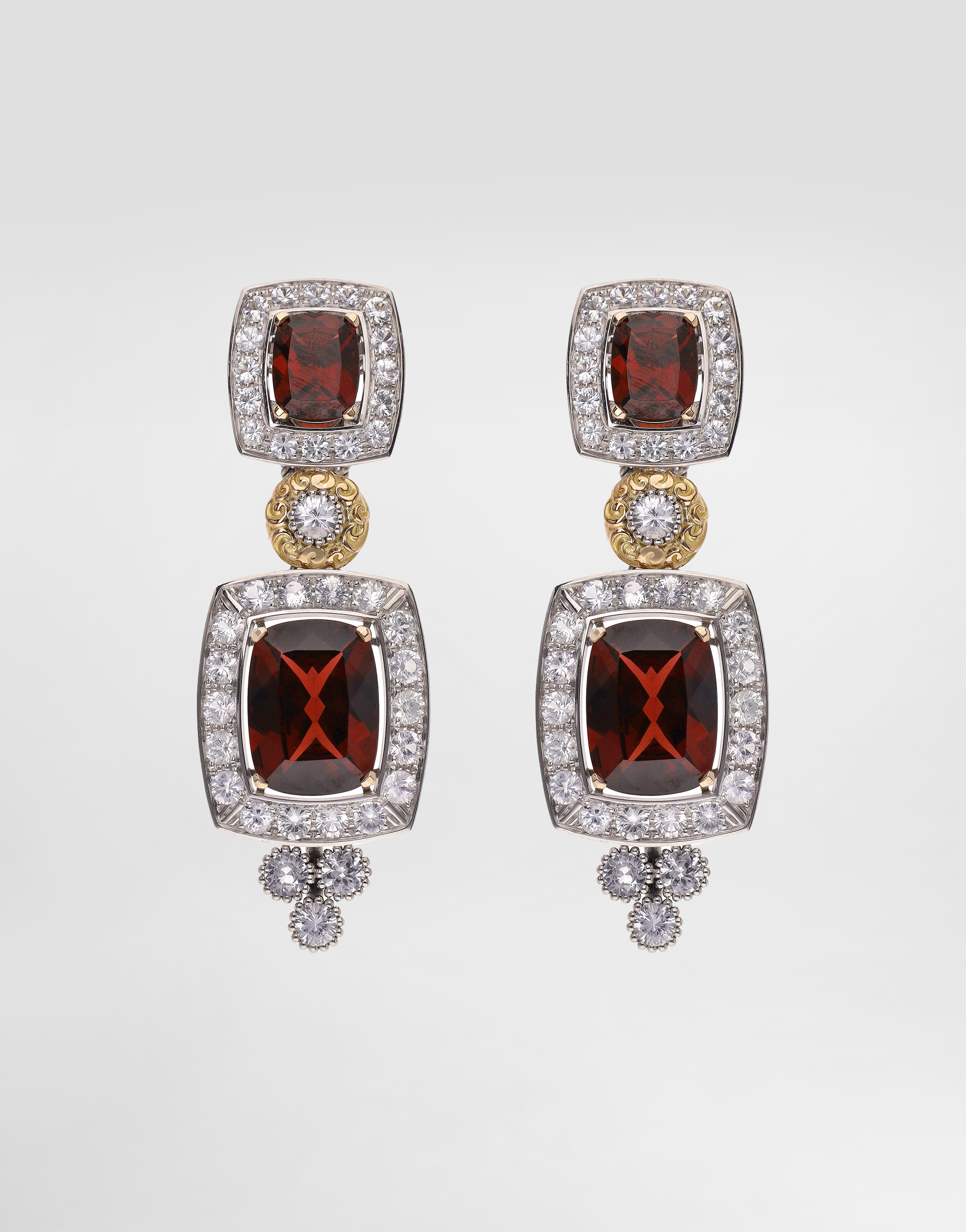 Dolce & Gabbana Eleganza Earrings 18-carat White And Rose Gold, Garnets, And Sapphires
