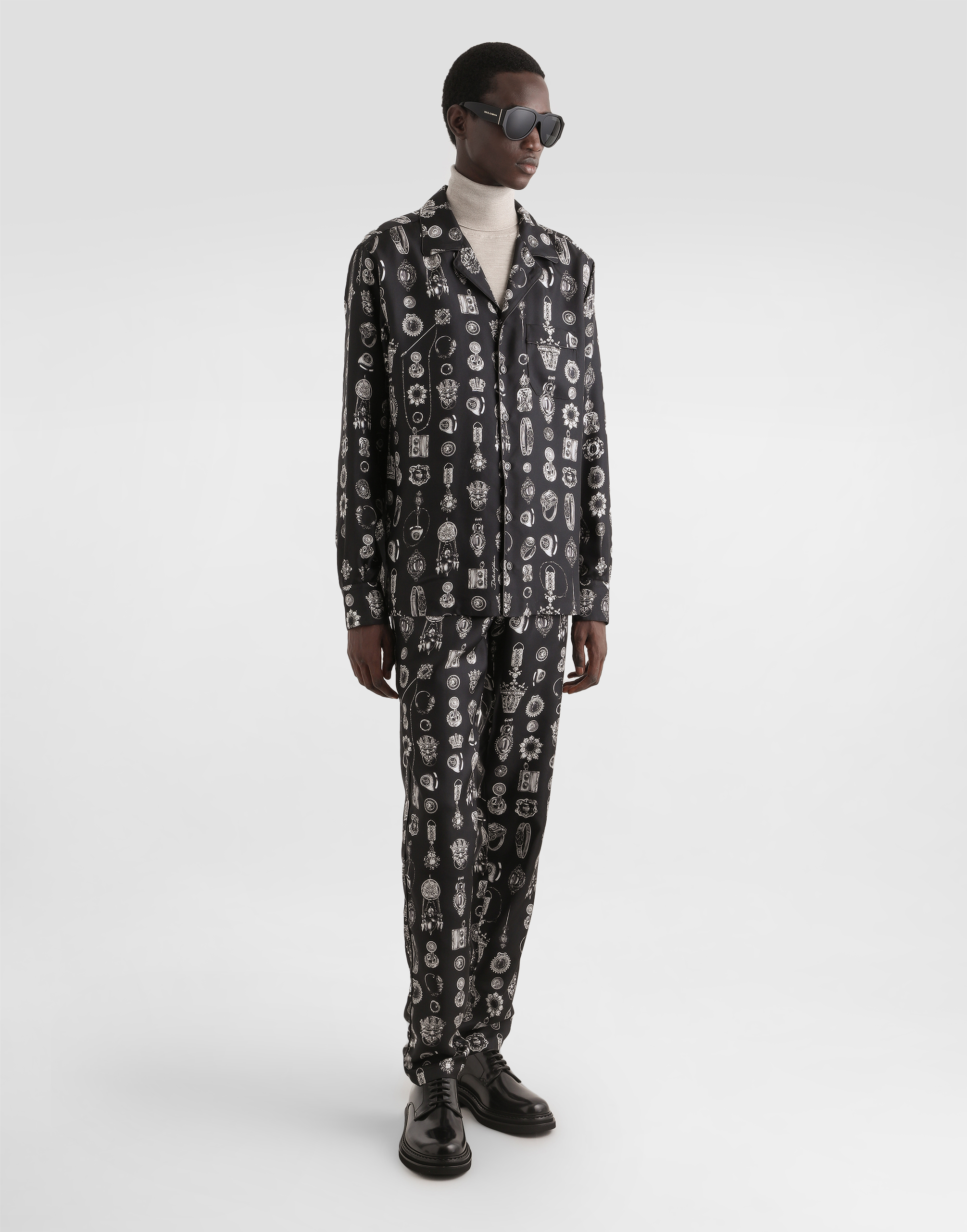 Jewel-print twill trousers