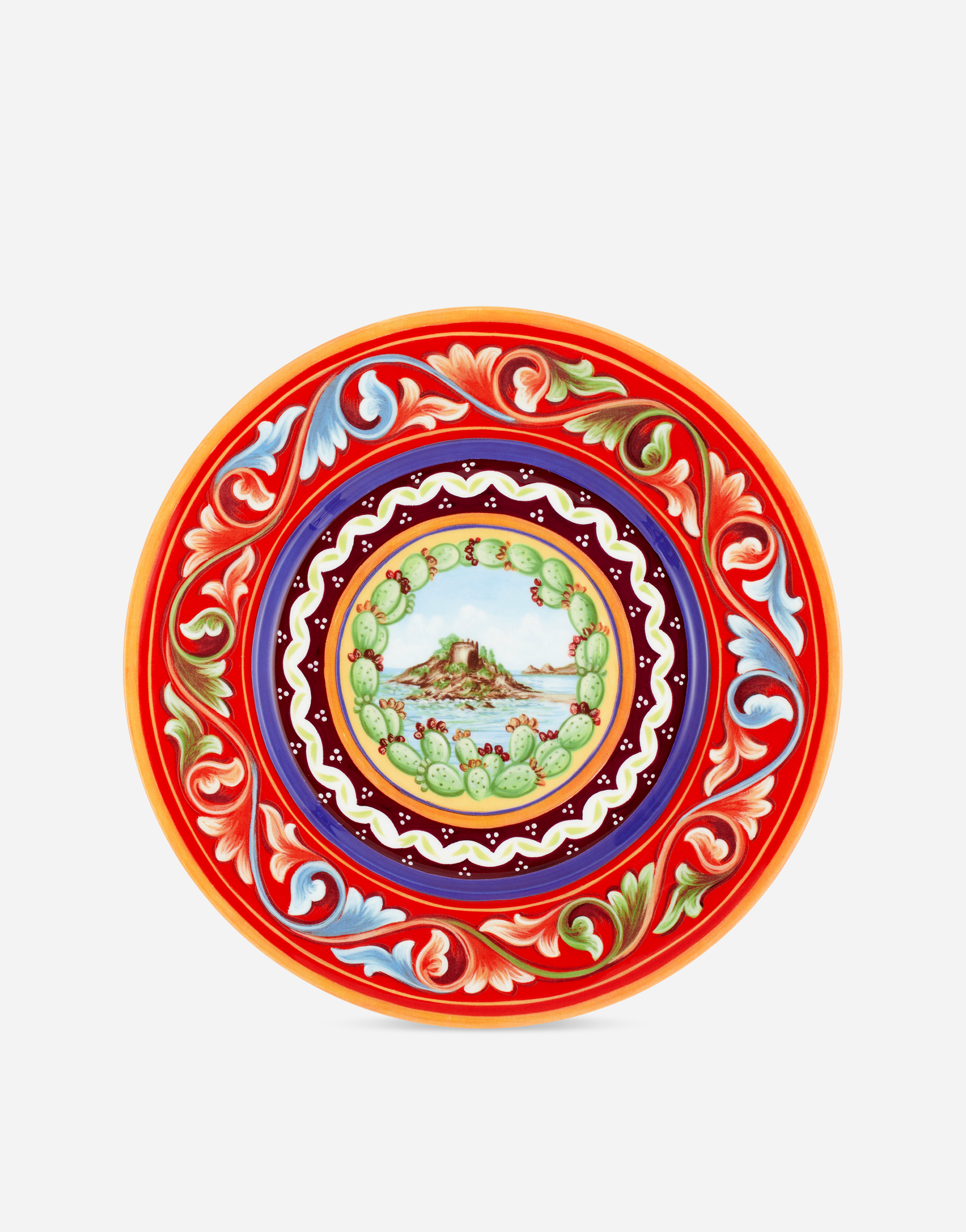 Shop Dolce & Gabbana Set 2 Dinner Plates In Fine Porcelain In Multicolor