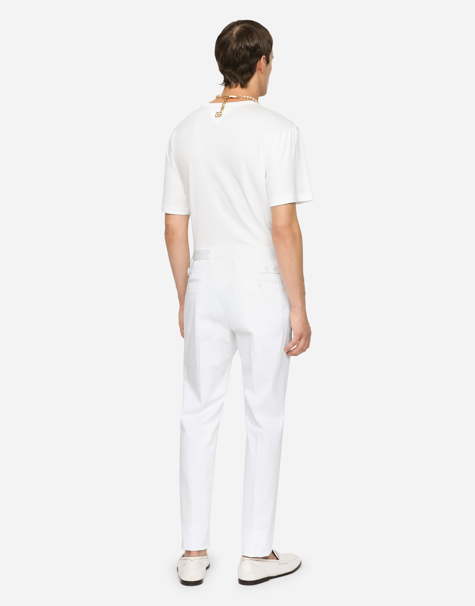 Shop Dolce & Gabbana Stretch Cotton Pants In White