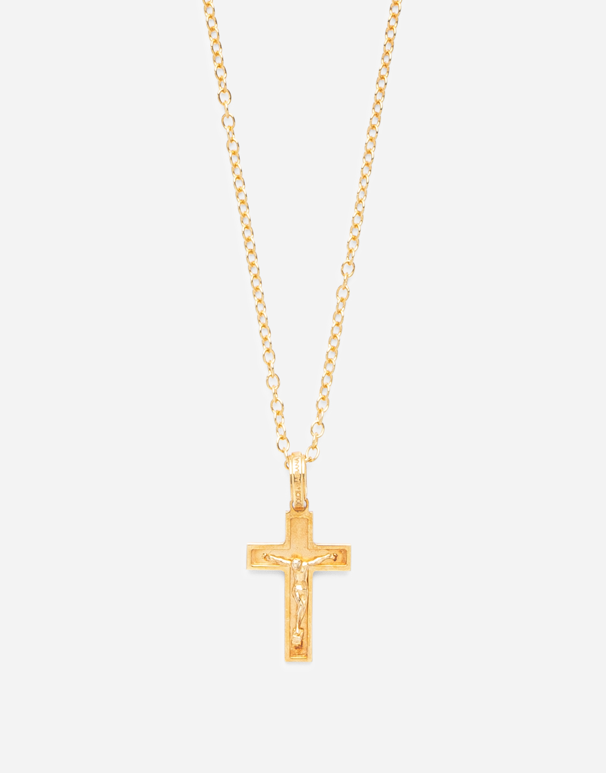DOLCE & GABBANA CROSS PENDANT ON YELLOW GOLD CHAIN