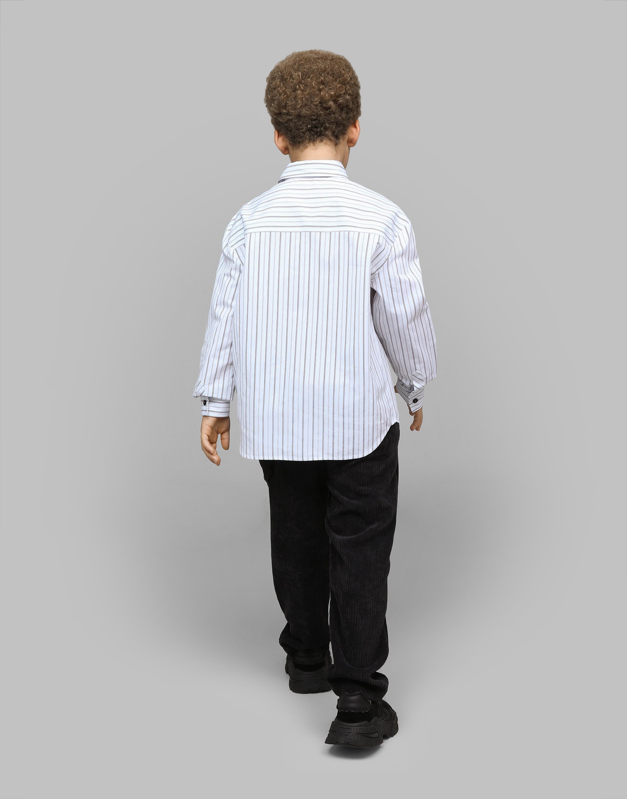Striped linen shirt with branded label