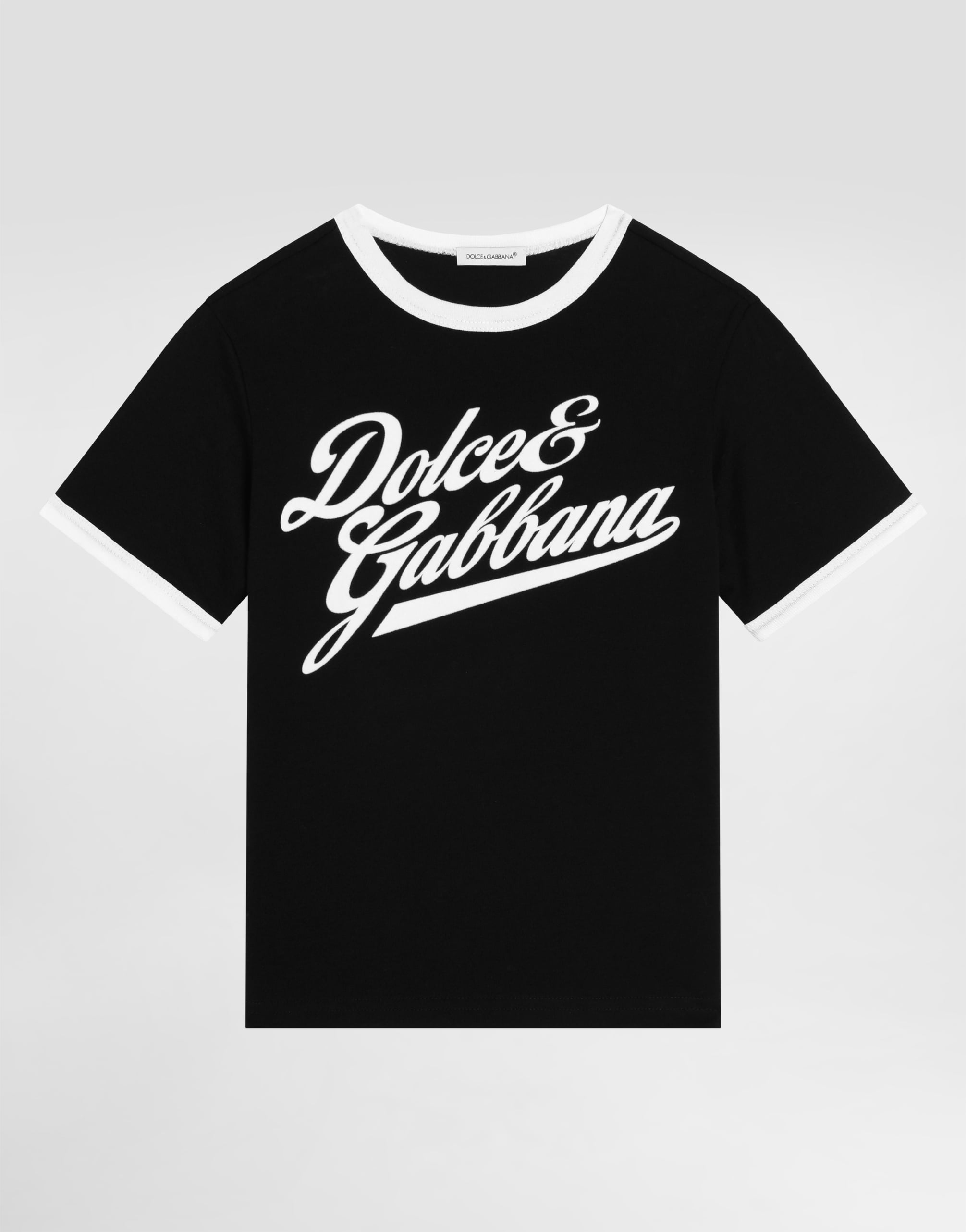 Blackのボーイズ Jerseyt-shirt with Dolce&Gabbana print