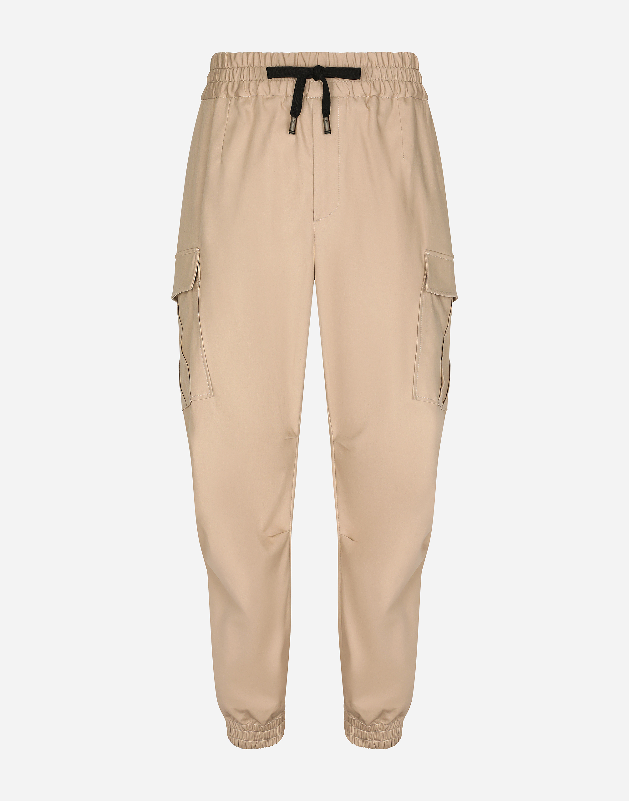 Shop Dolce & Gabbana Cotton Cargo Pants With Branded Tag In Beige