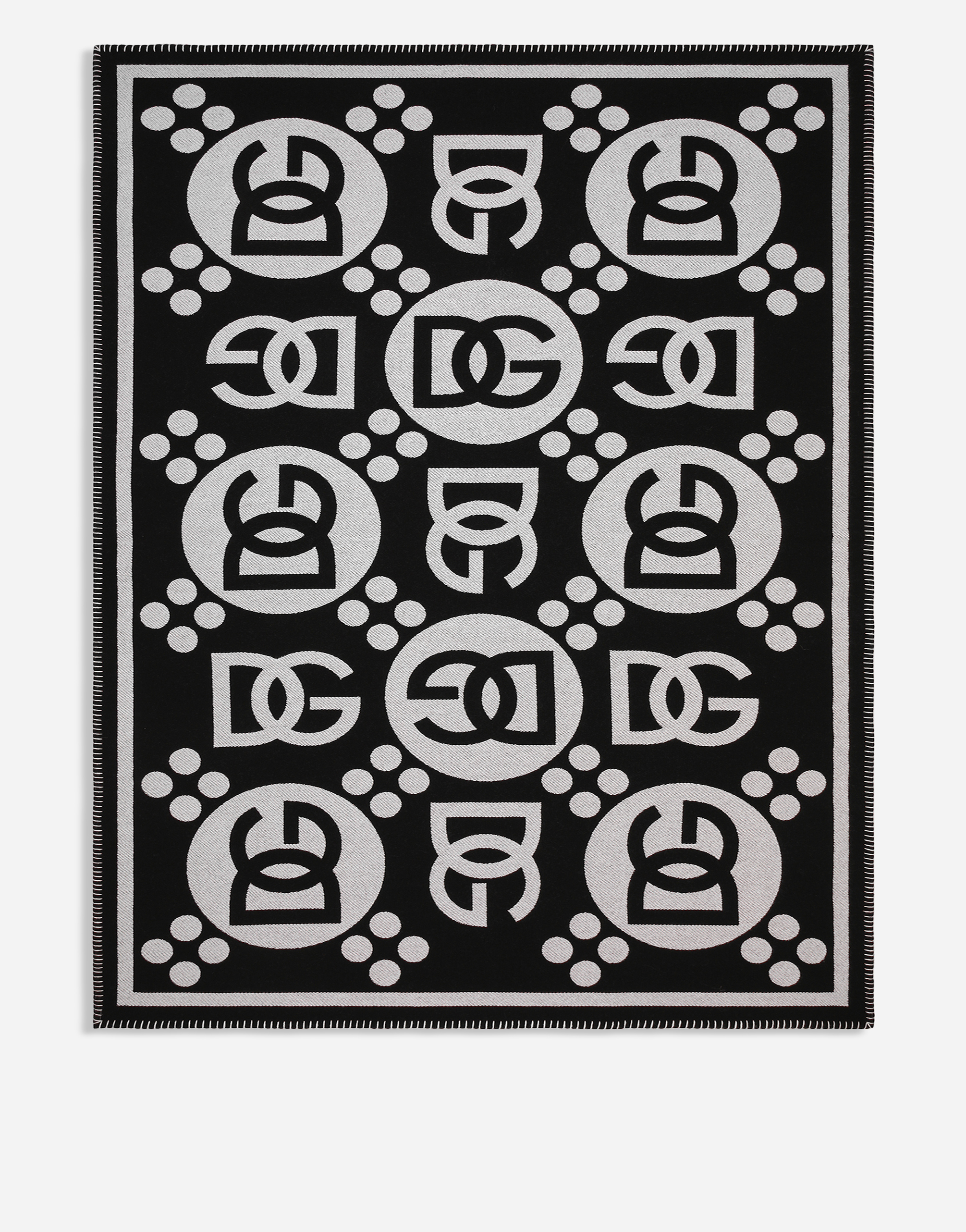 Dolce & Gabbana Wool Jacquard Blanket In Black