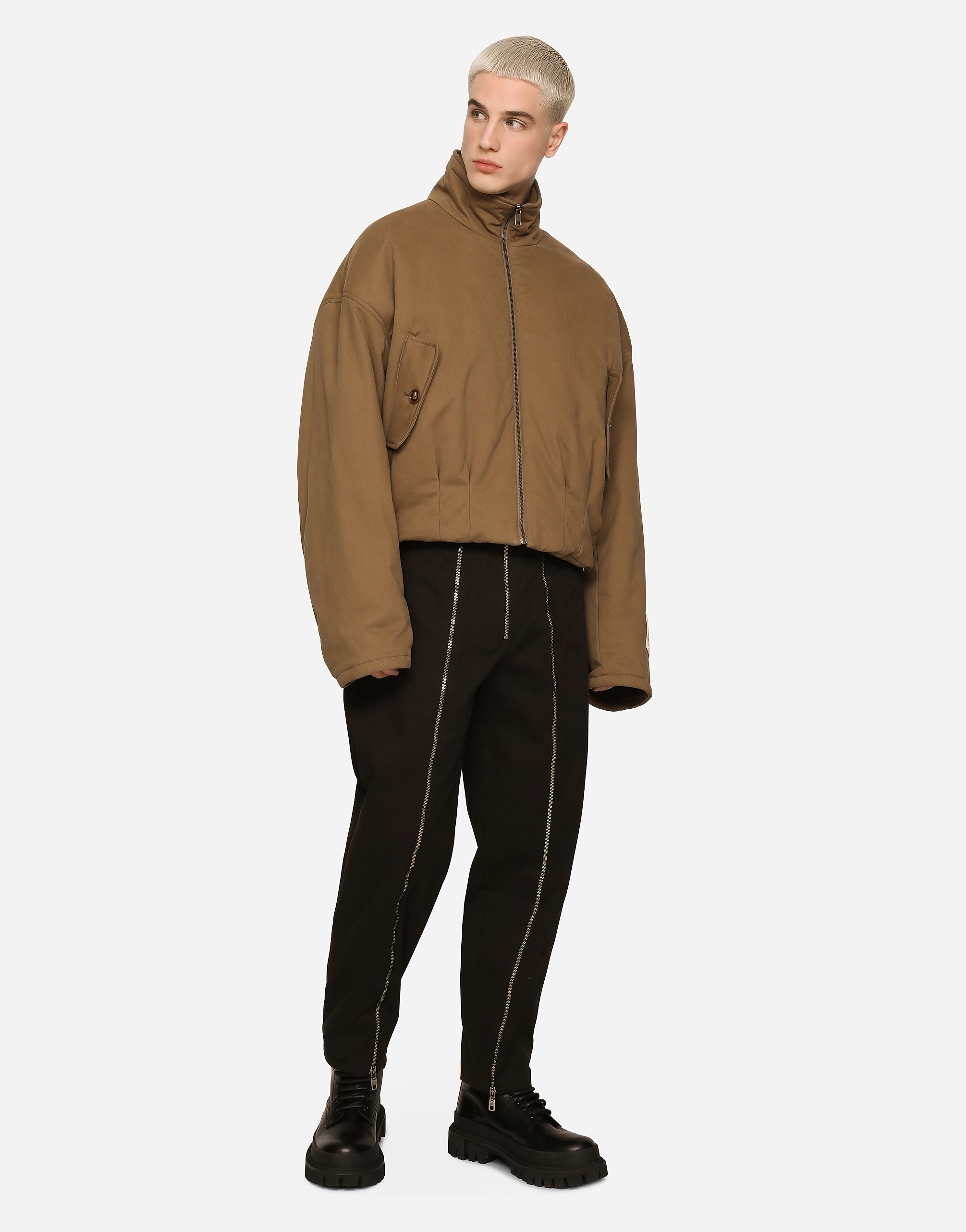 DOLCE & GABBANA PADDED WASHED STRETCH DRILL JACKET