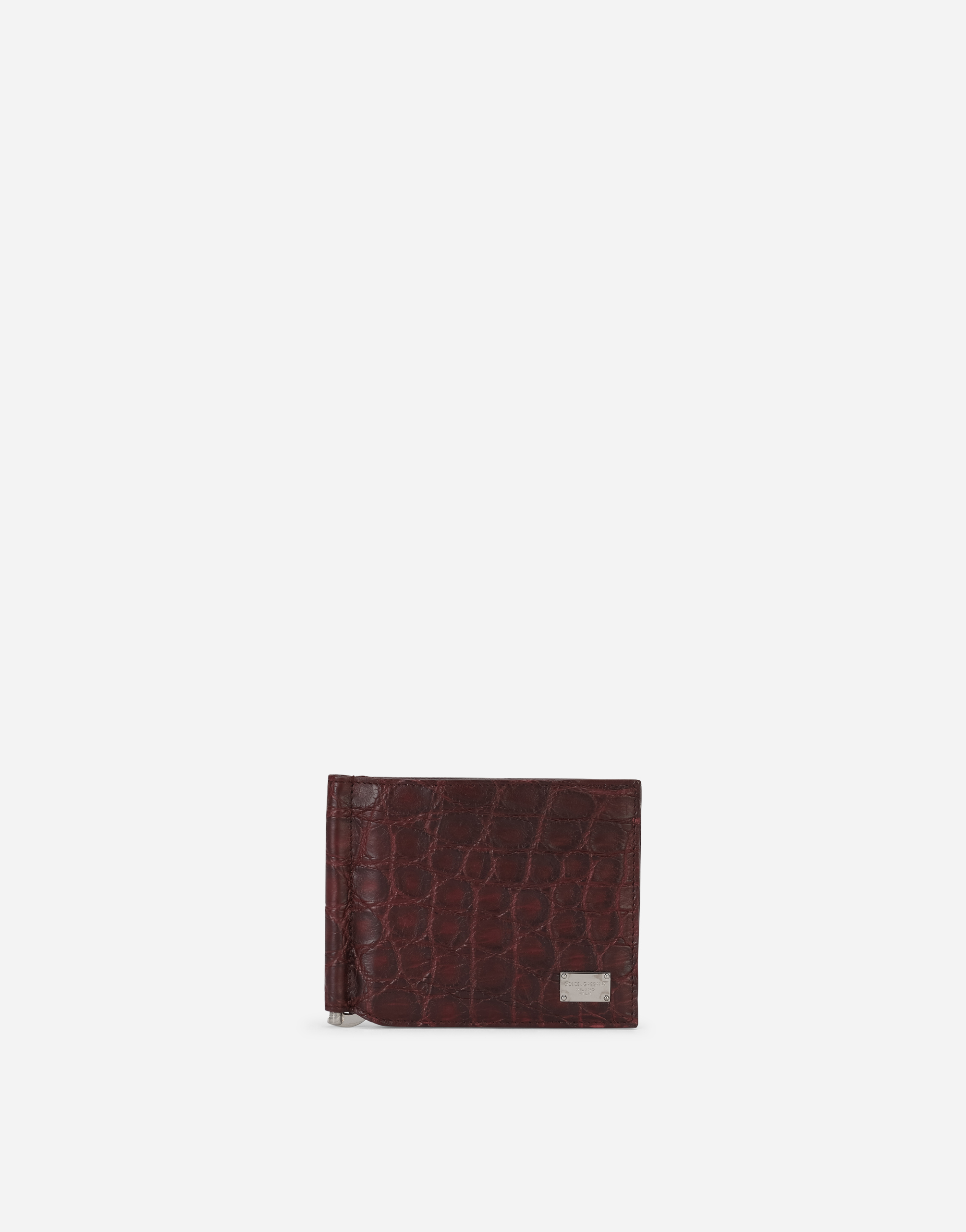 Dolce & Gabbana Crocodile Bifold Wallet With Moneyclip And Branded Tag - Man Wallets And Small Leather Goods Bordeaux Onesize