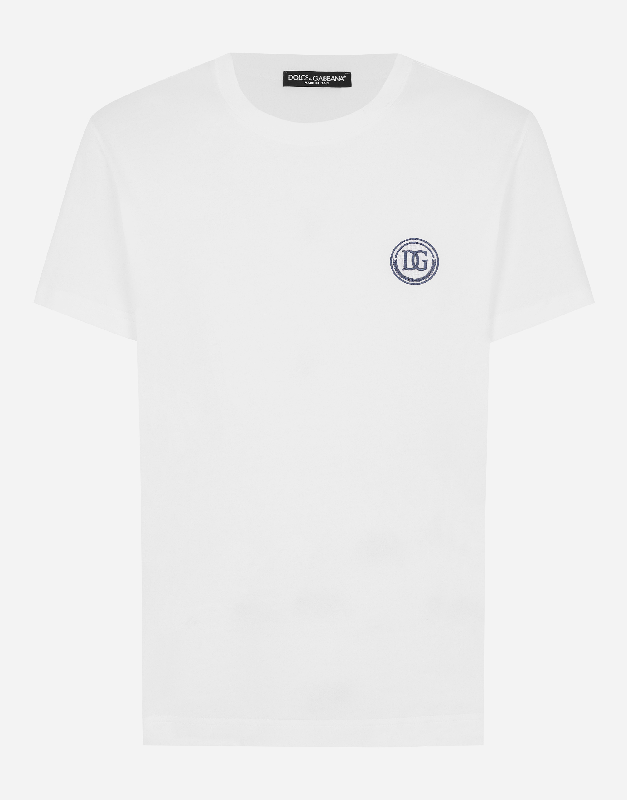 Dolce & Gabbana Short-sleeved T-shirt With Dg Embroidery In White