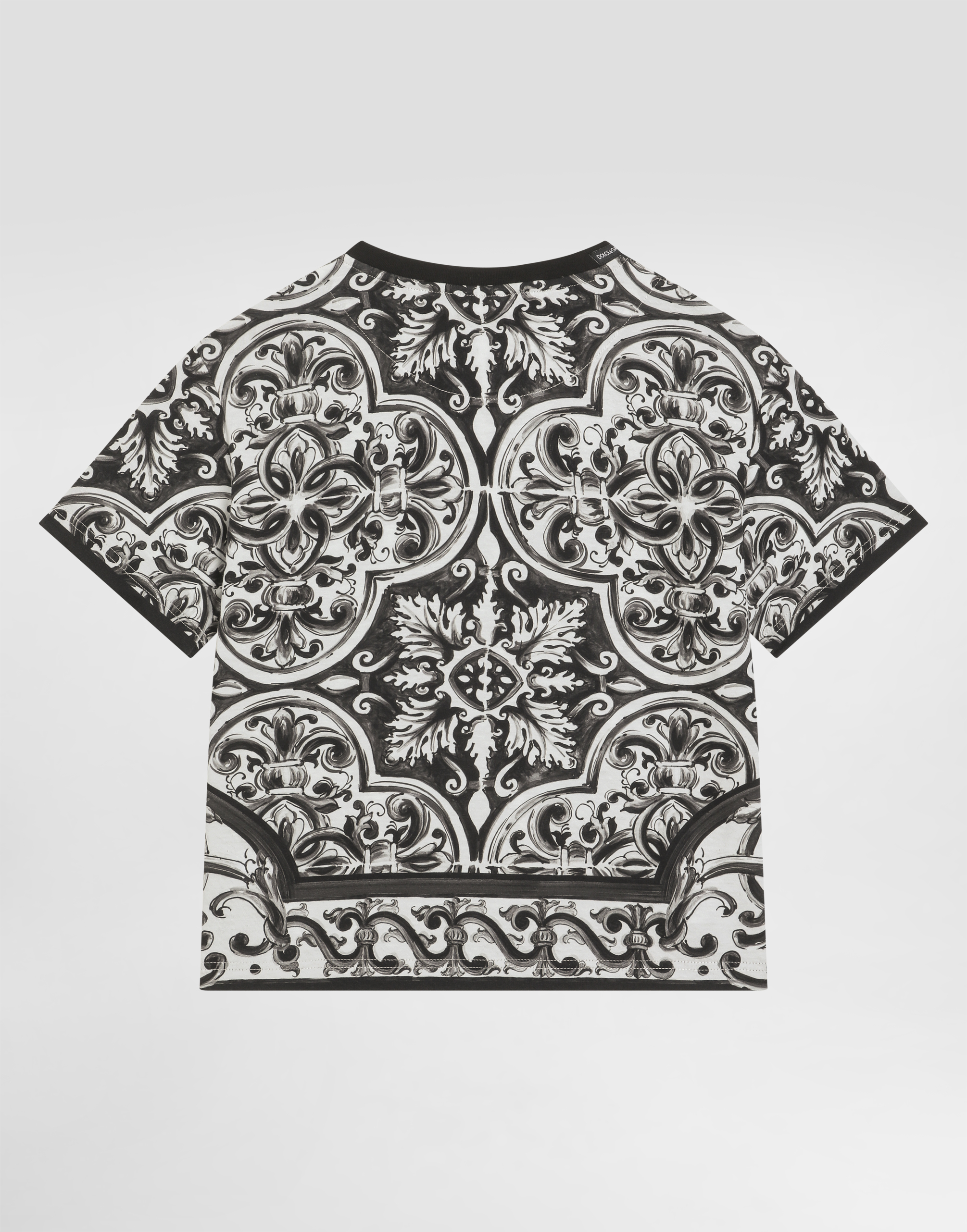 Dolce & Gabbana Black T-shirt For Boy With Majolica Print In Black