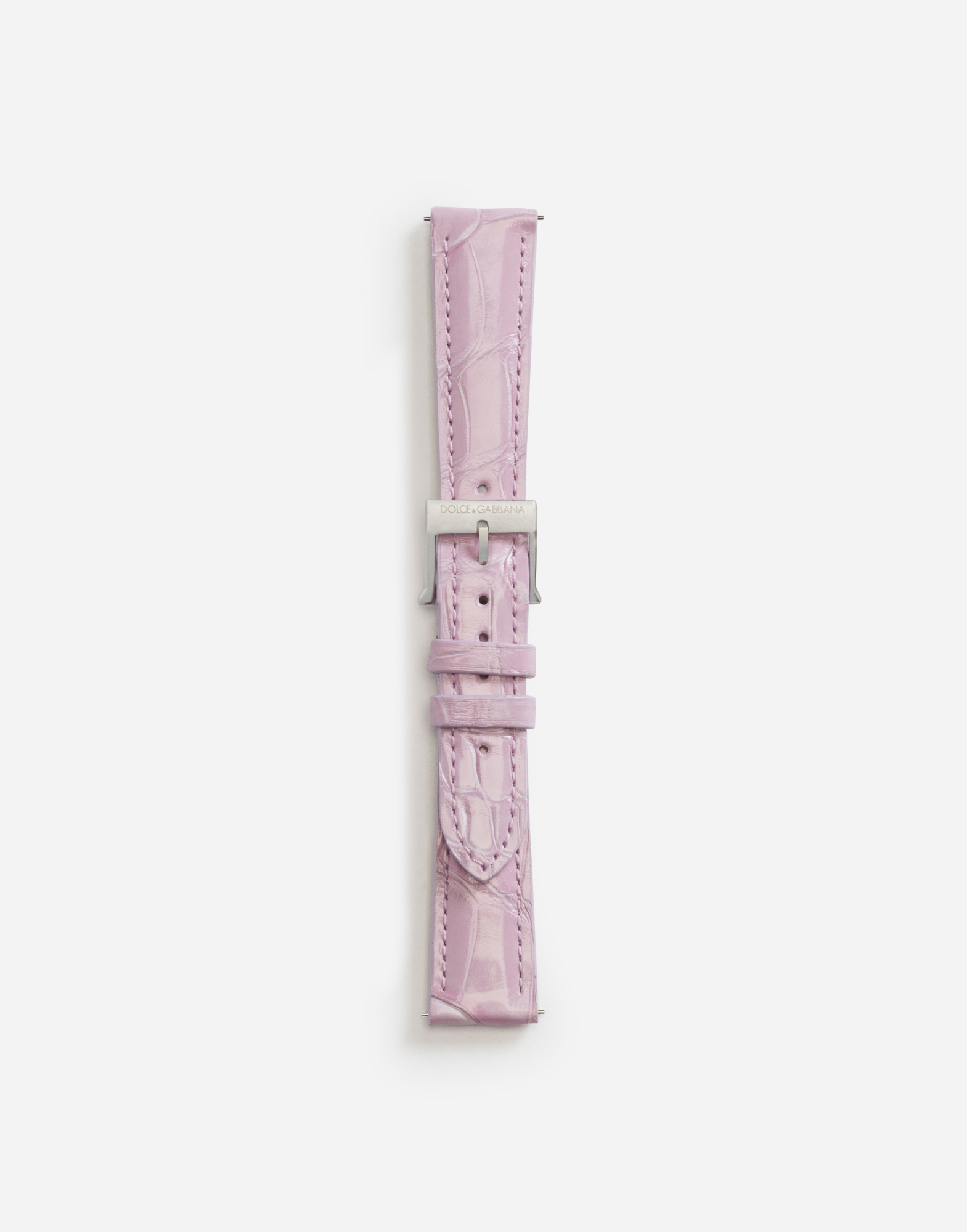 Dolce & Gabbana Alligator Strap With Buckle And Hook In Steel In Mauve